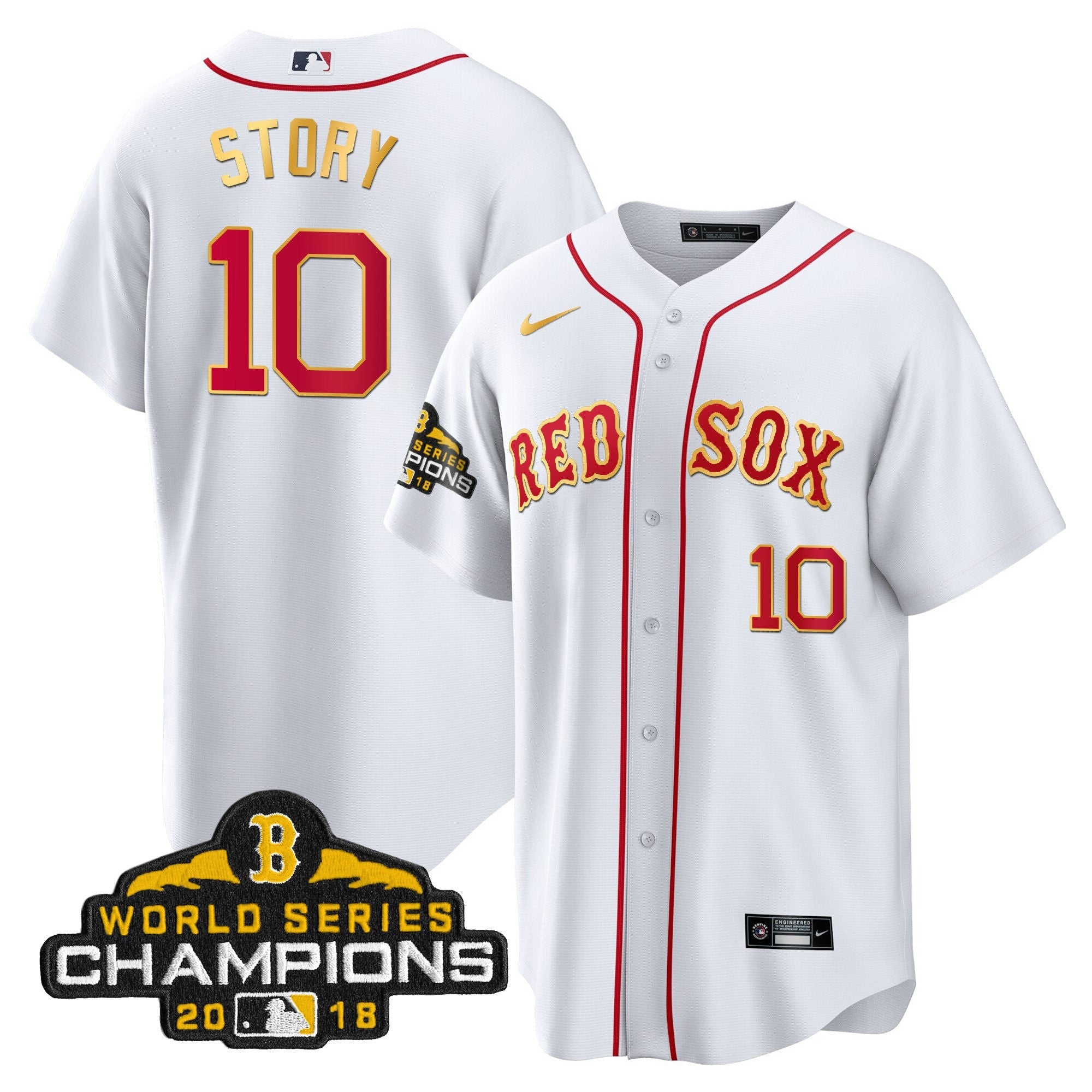 Men Boston World Series Champion 2018 Gold Jersey