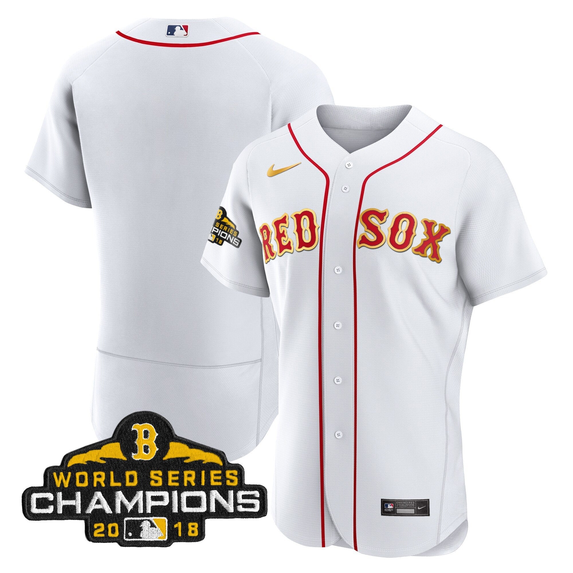 Men Boston World Series Champion 2018 Gold Jersey