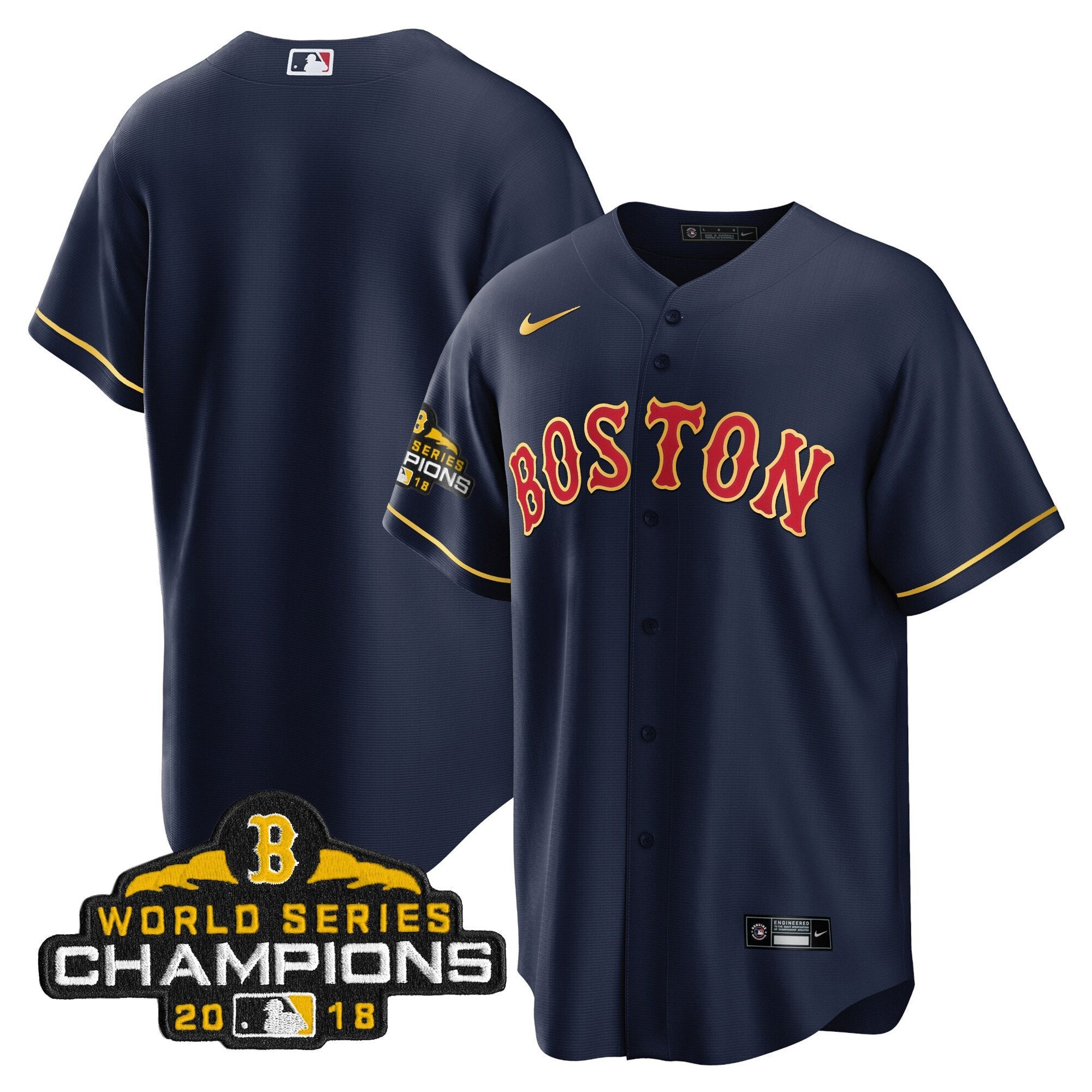 Men Boston World Series Champion 2018 Gold Jersey