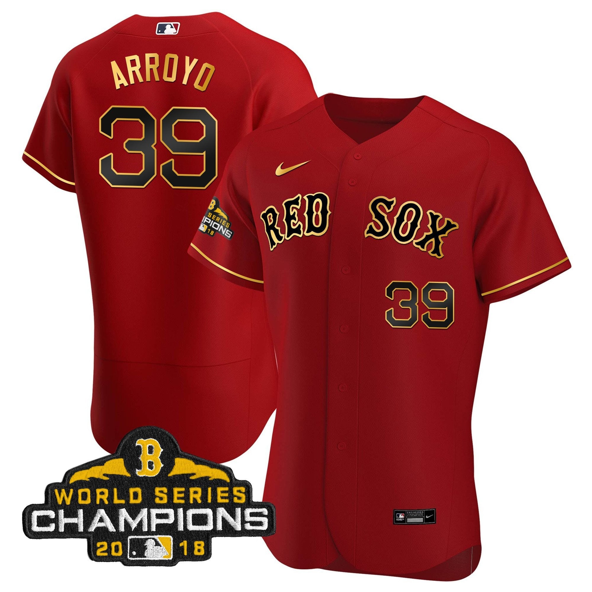 Men Boston World Series Champion 2018 Gold Jersey