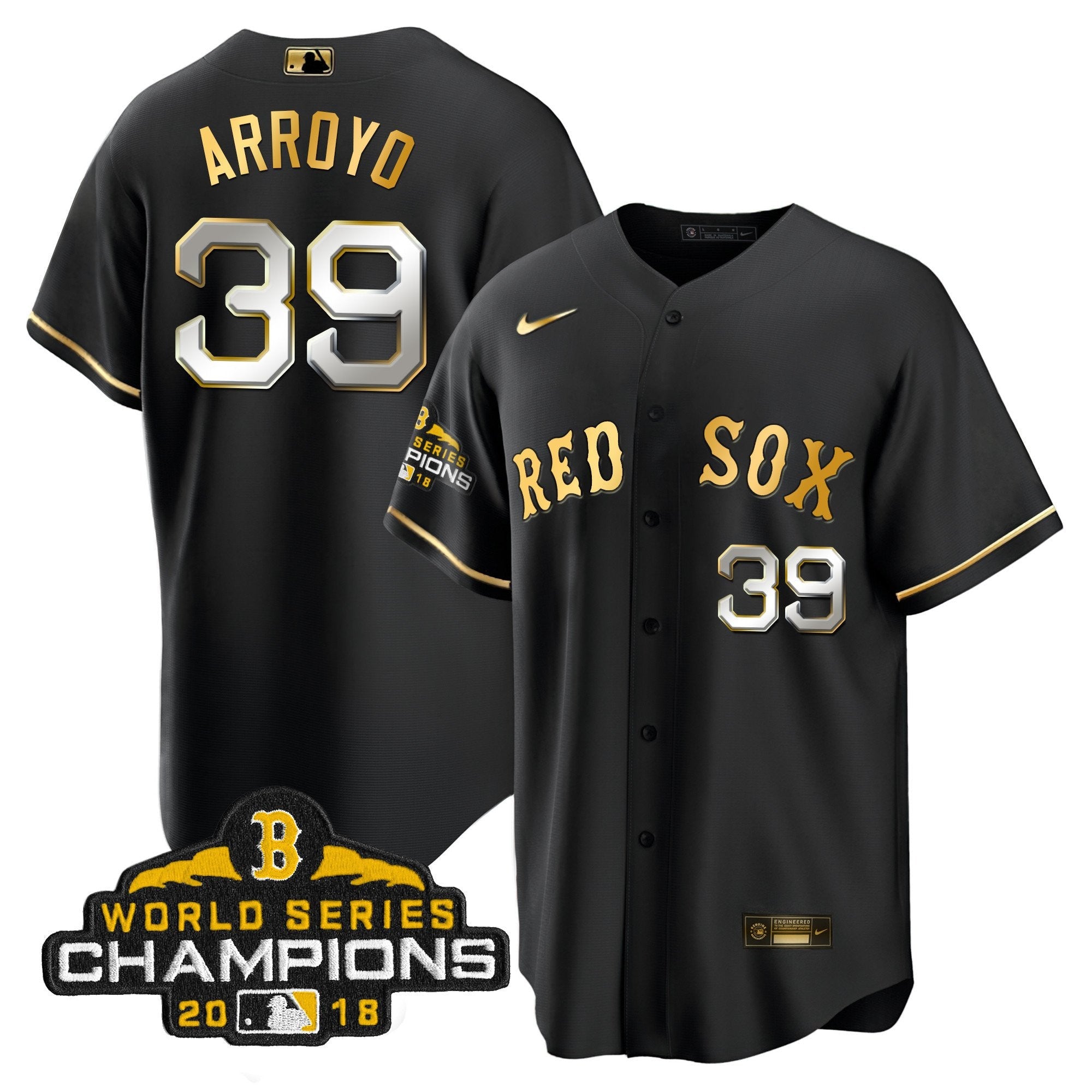Men Boston World Series Champion 2018 Gold Jersey