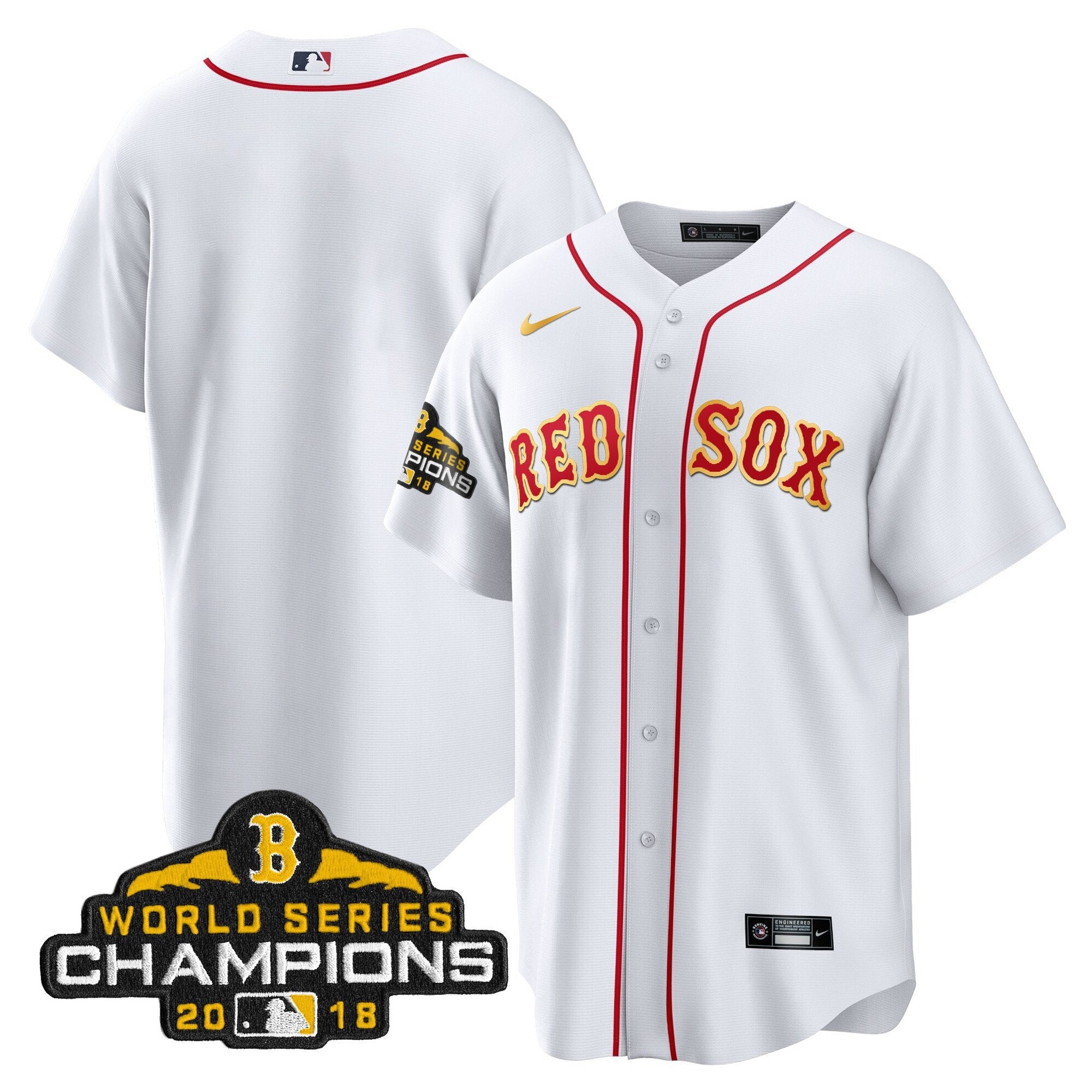 Men Boston World Series Champion 2018 Gold Jersey