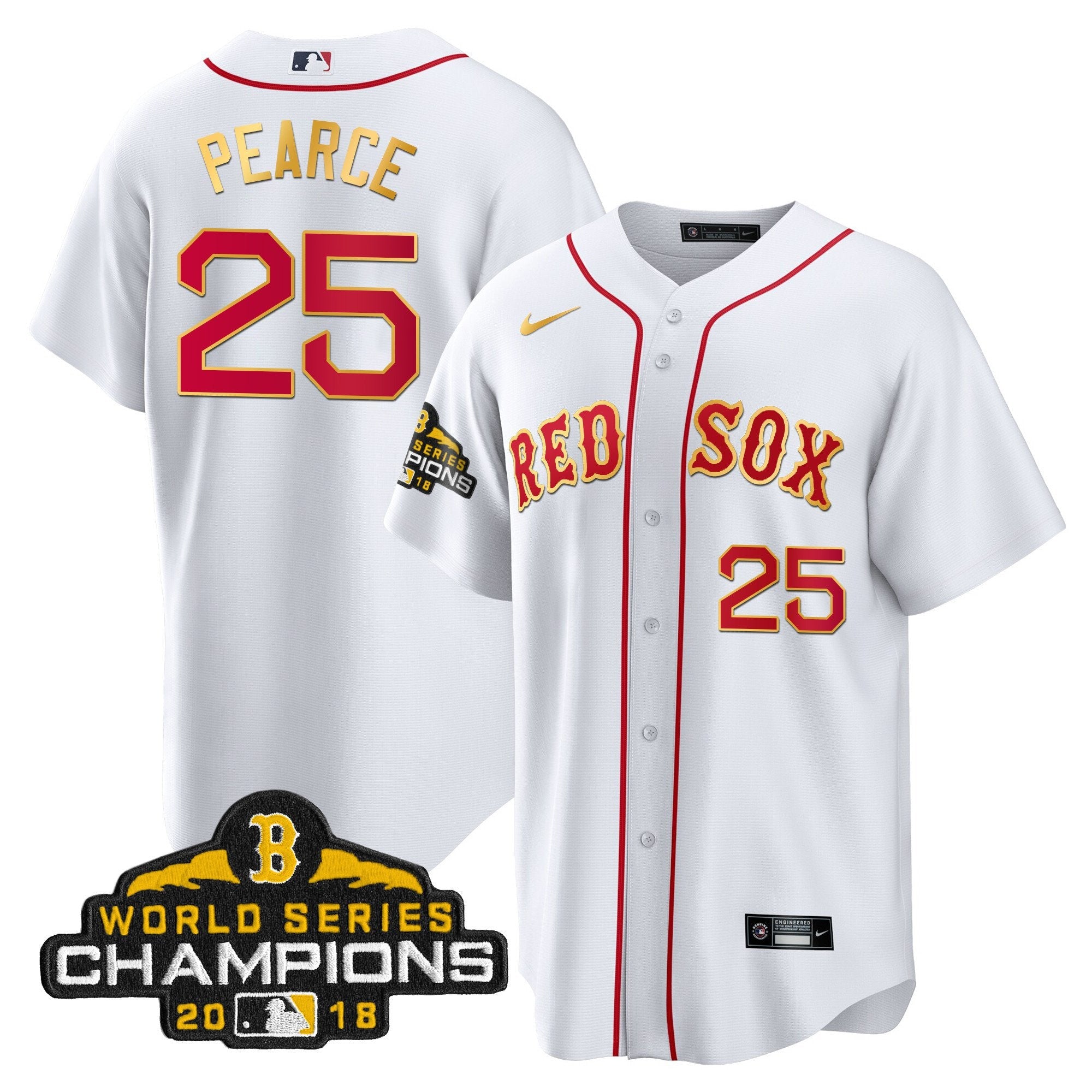 Men Boston World Series Champion 2018 Gold Jersey