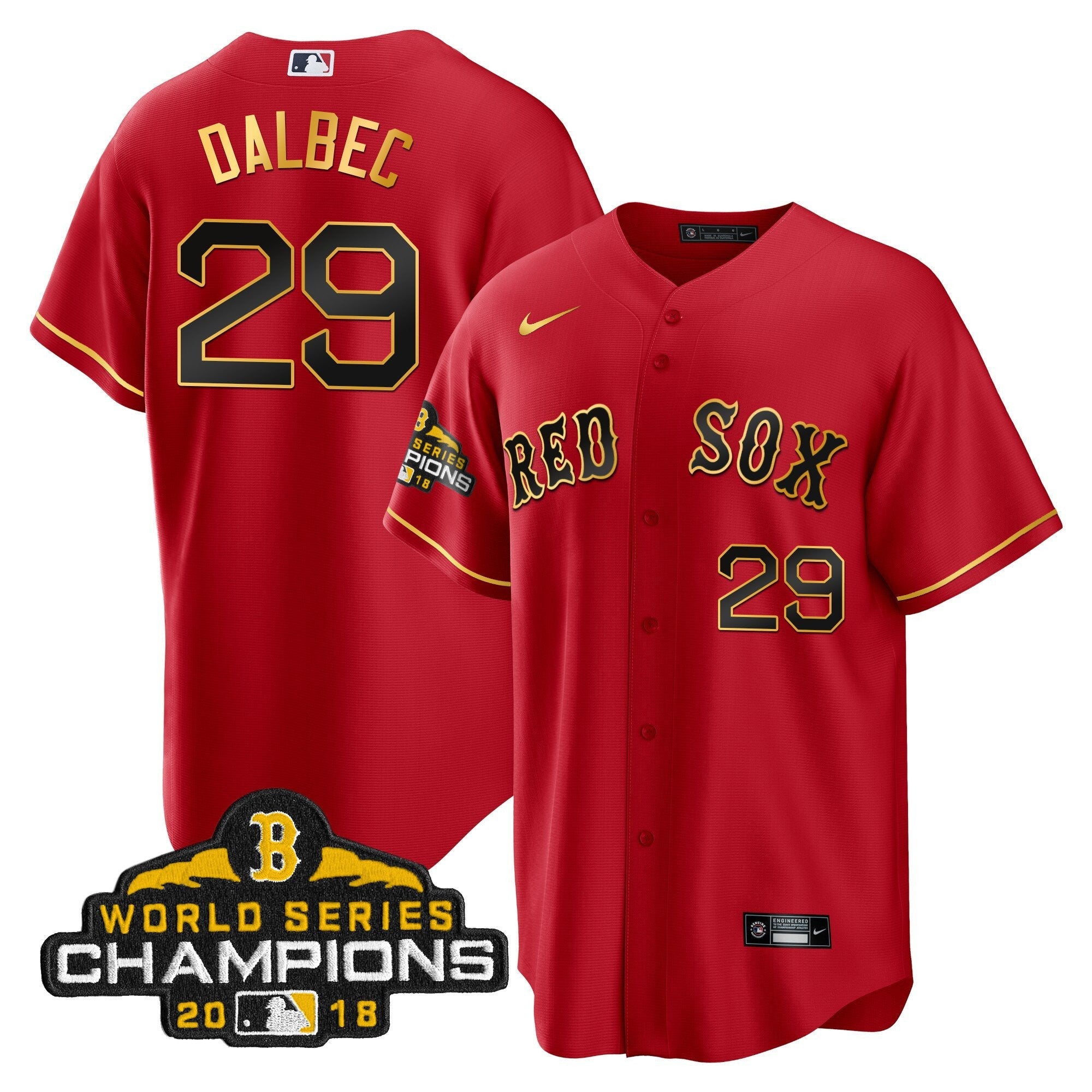 Men Boston World Series Champion 2018 Gold Jersey