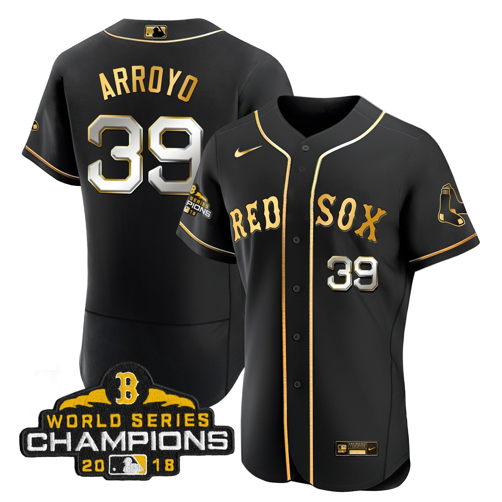 Men Boston World Series Champion 2018 Gold Jersey