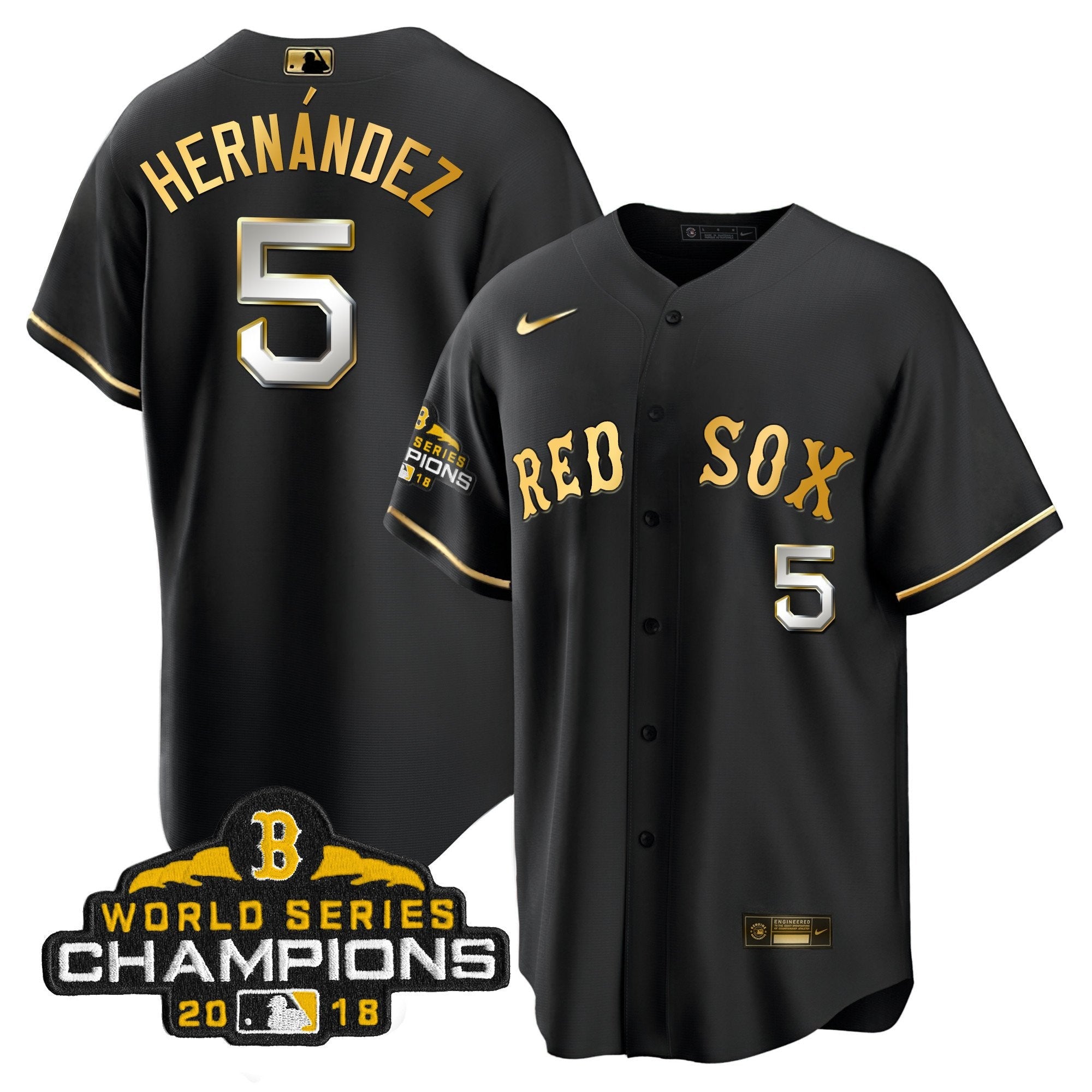 Men Boston World Series Champion 2018 Gold Jersey
