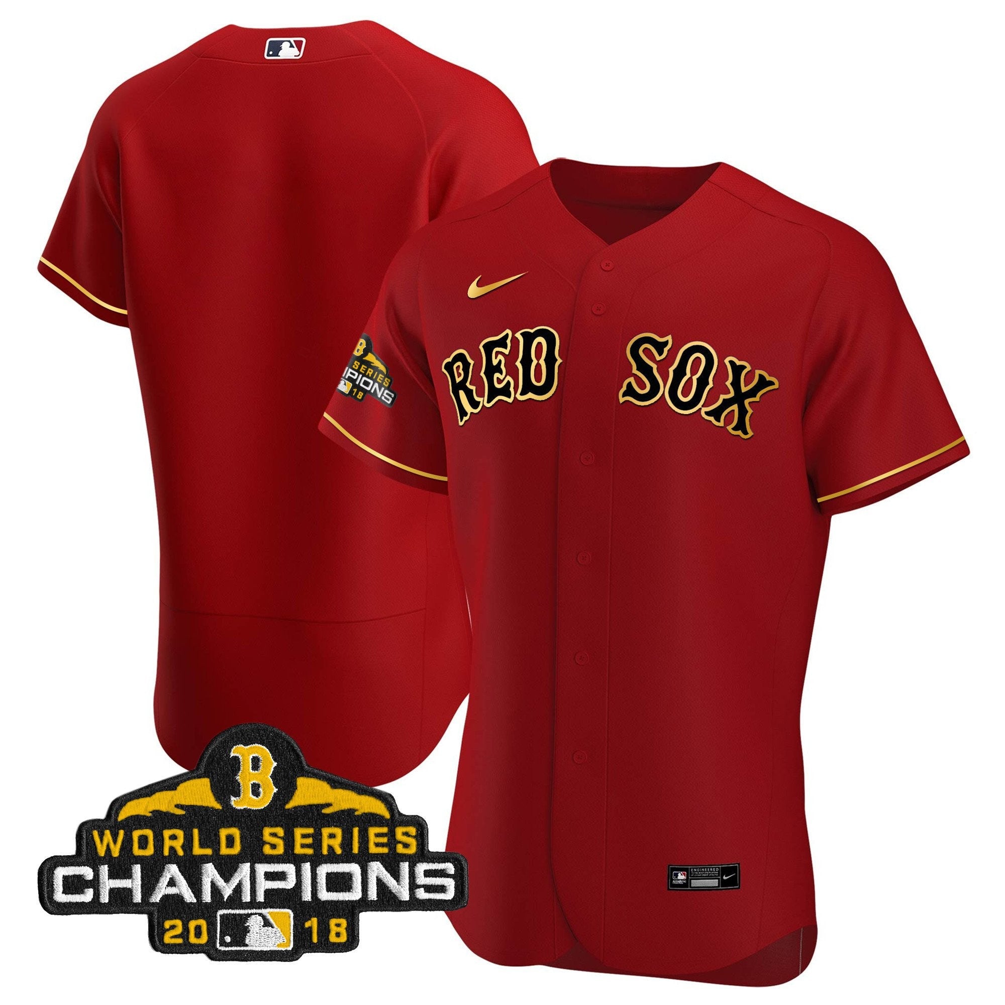 Men Boston World Series Champion 2018 Gold Jersey