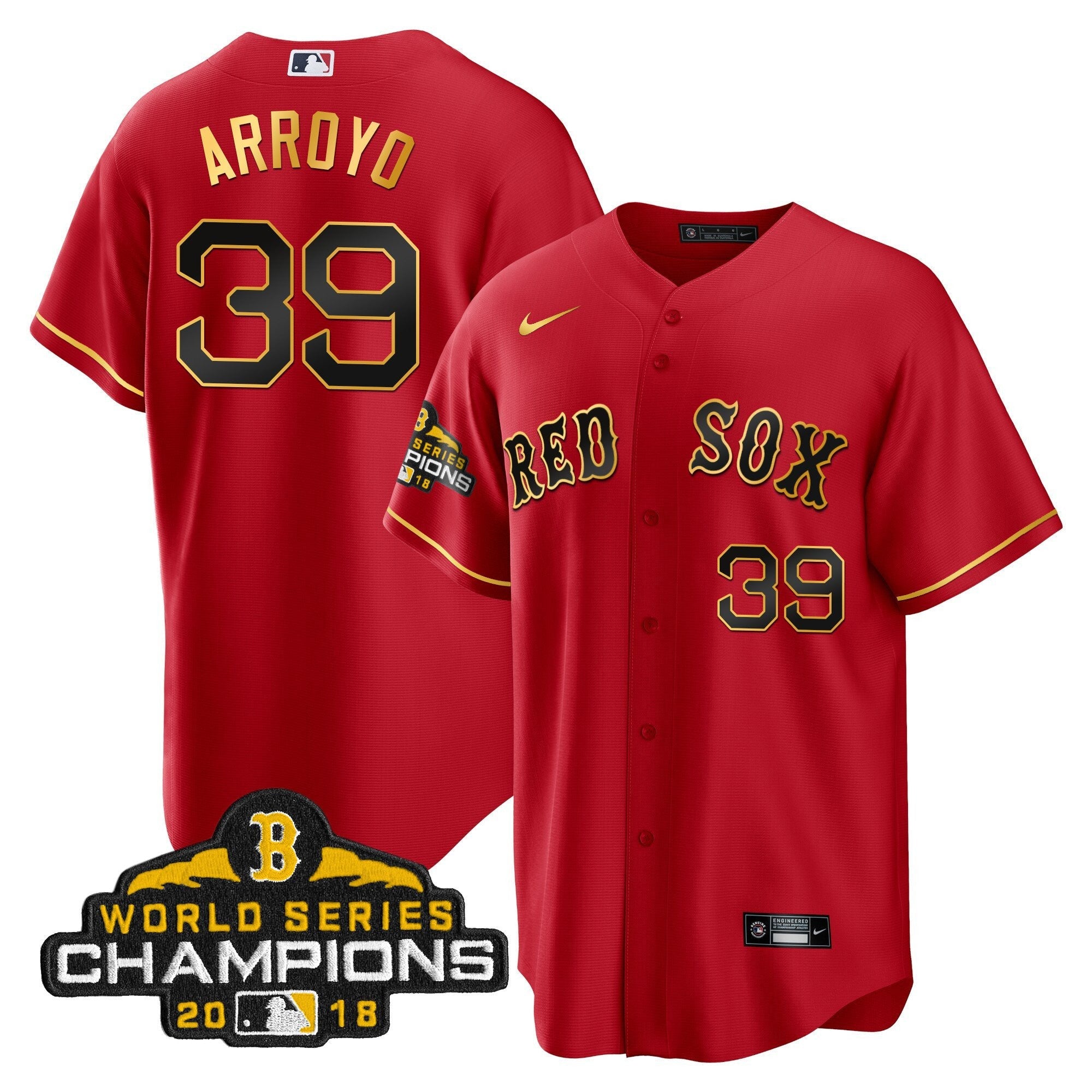 Men Boston World Series Champion 2018 Gold Jersey