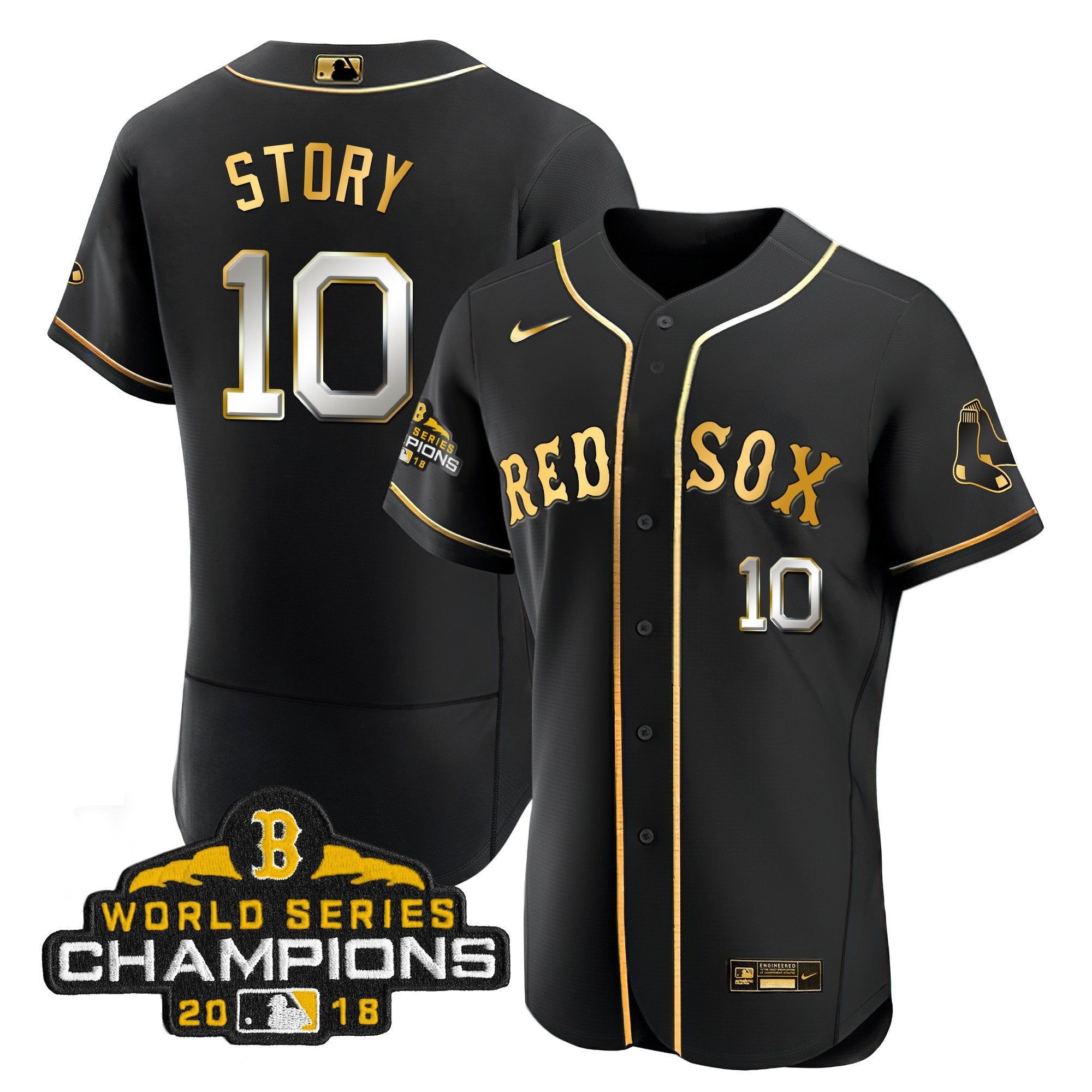 Men Boston World Series Champion 2018 Gold Jersey
