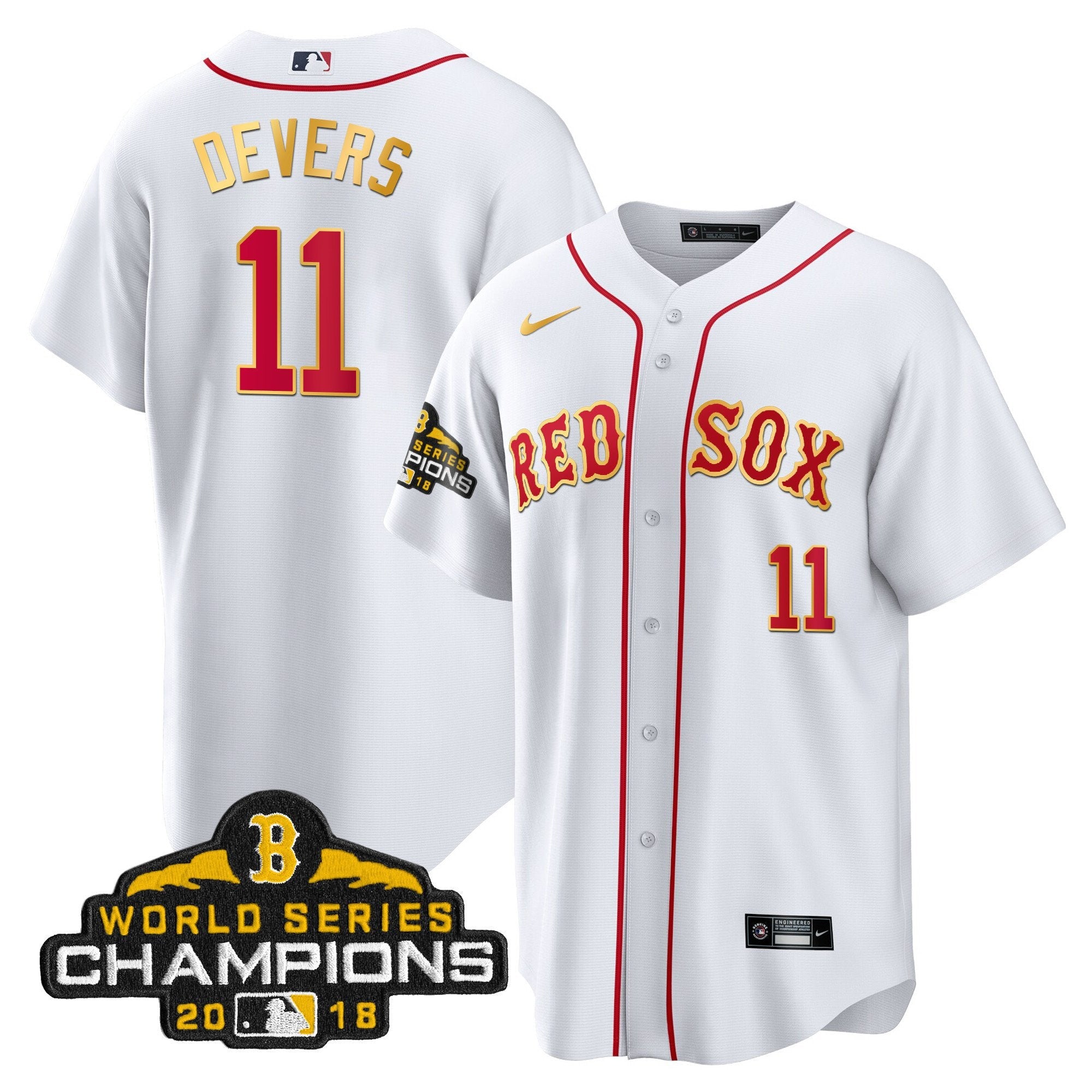 Men Boston World Series Champion 2018 Gold Jersey
