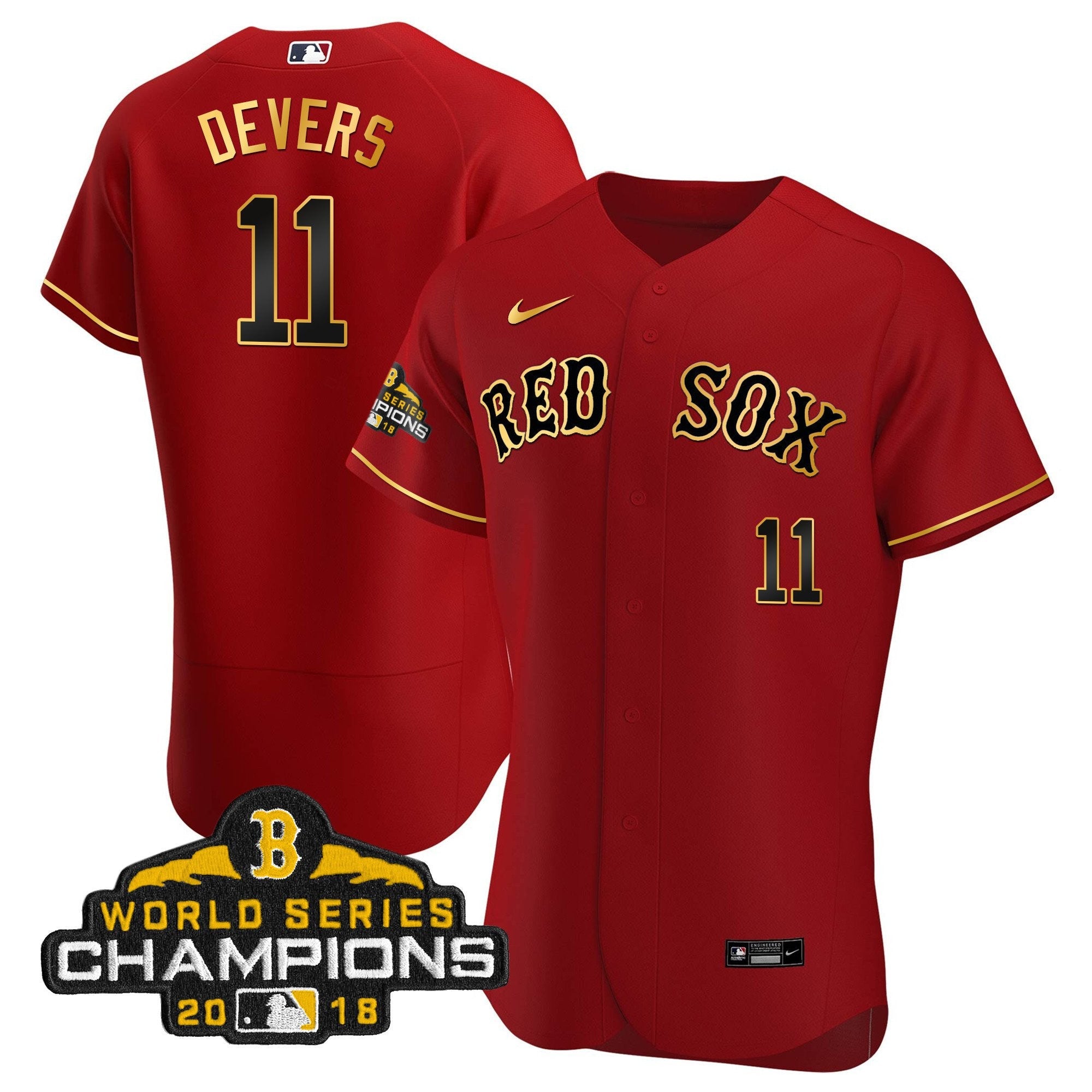 Men Boston World Series Champion 2018 Gold Jersey