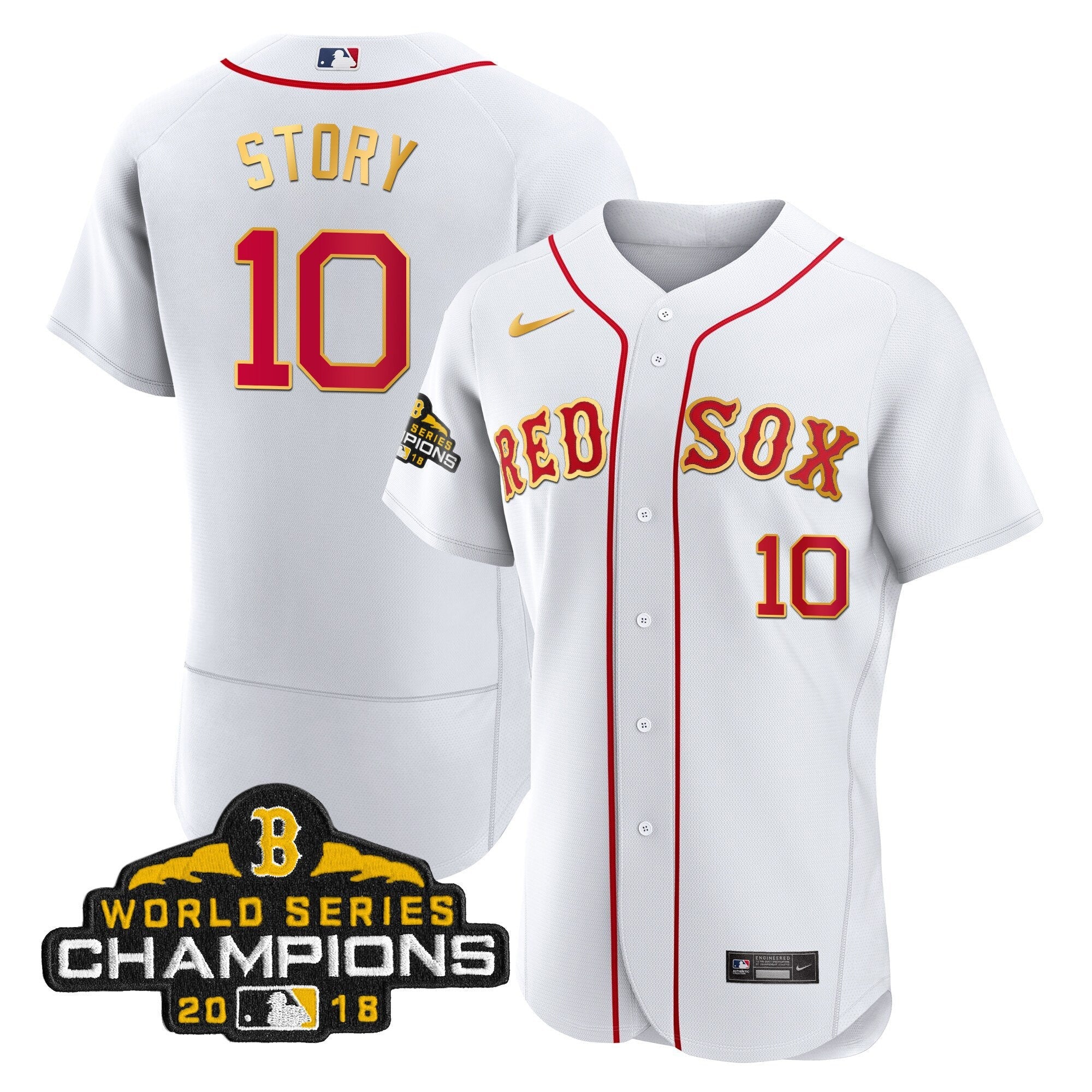 Men Boston World Series Champion 2018 Gold Jersey