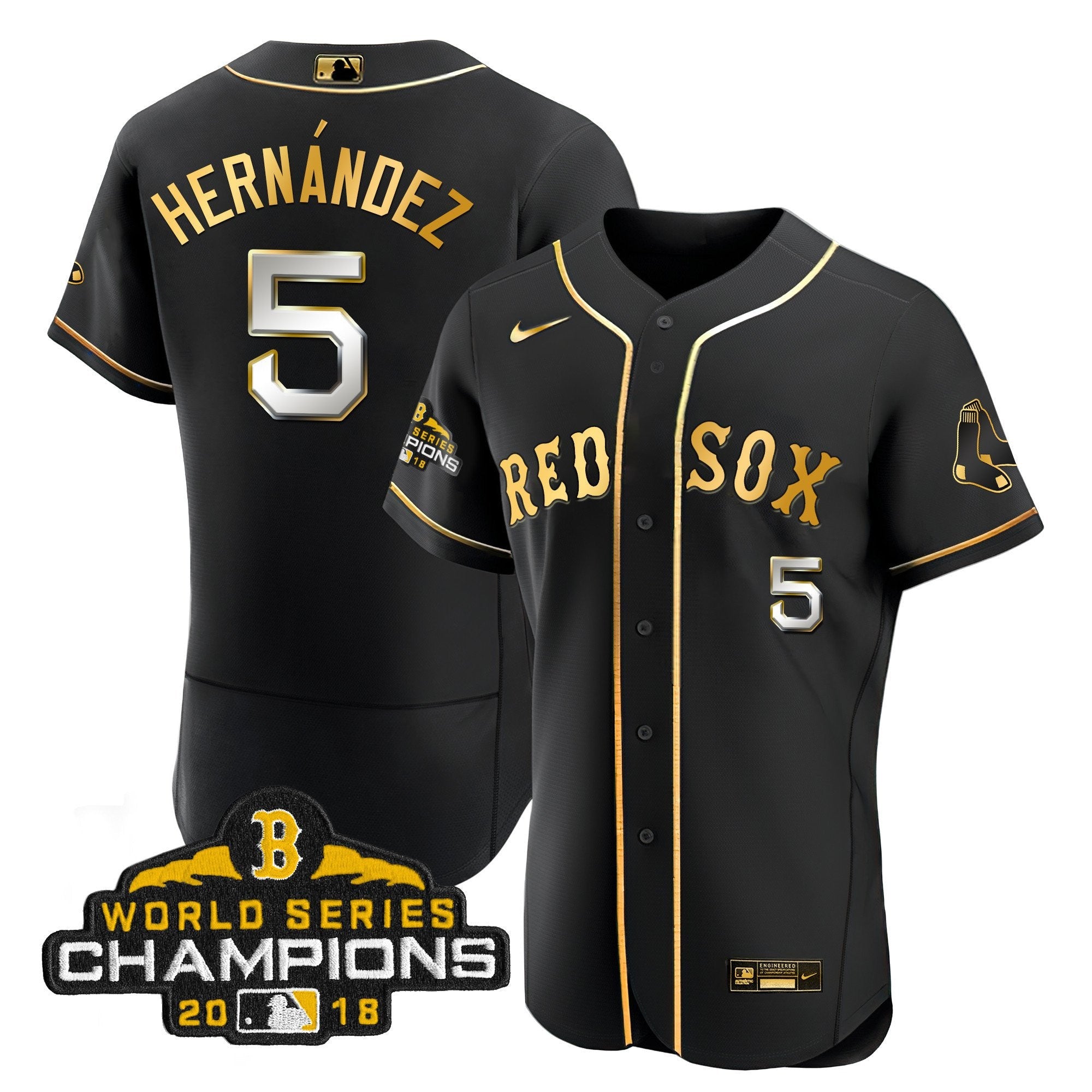 Men Boston World Series Champion 2018 Gold Jersey