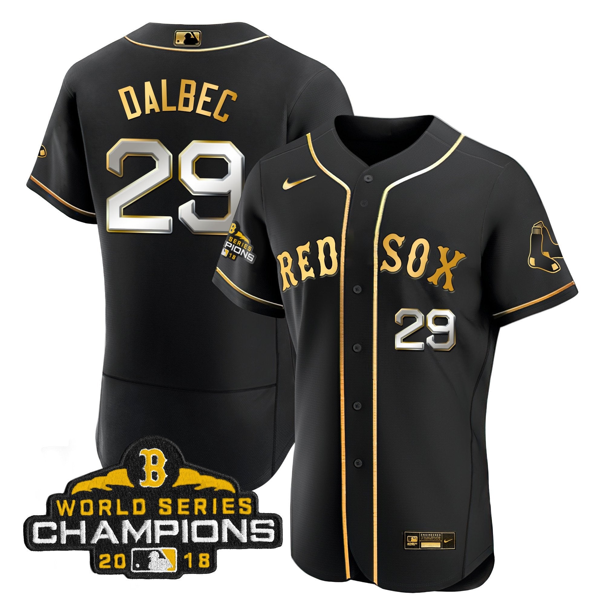 Men Boston World Series Champion 2018 Gold Jersey
