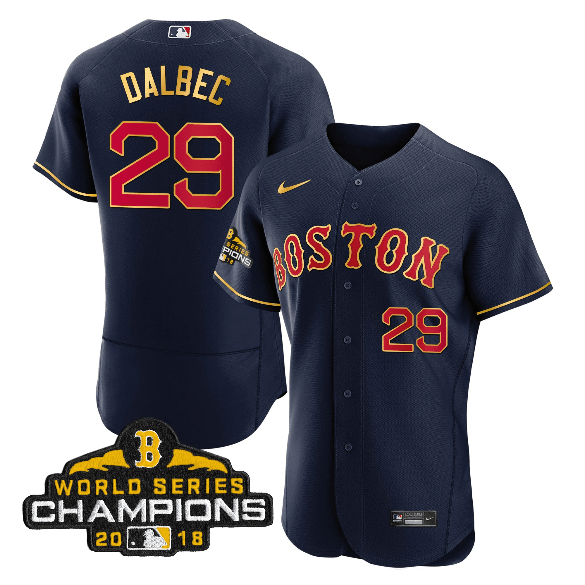 Men Boston World Series Champion 2018 Gold Jersey