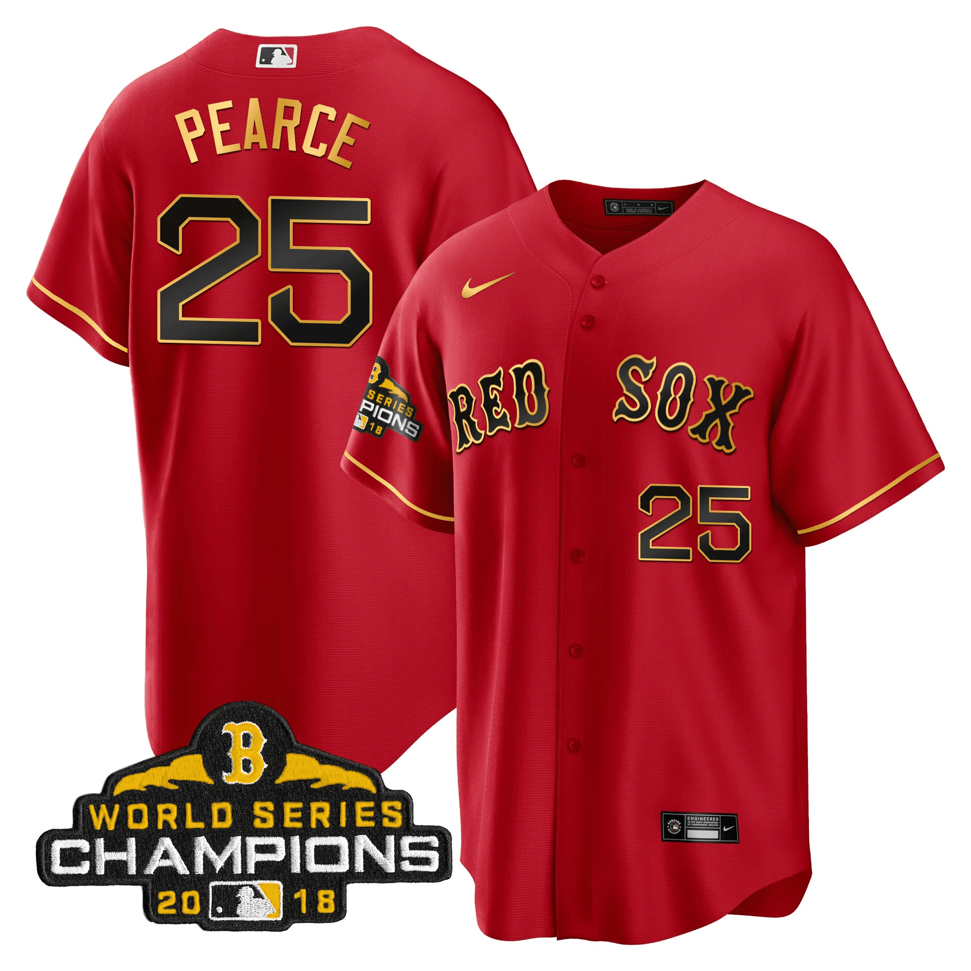 Men Boston World Series Champion 2018 Gold Jersey