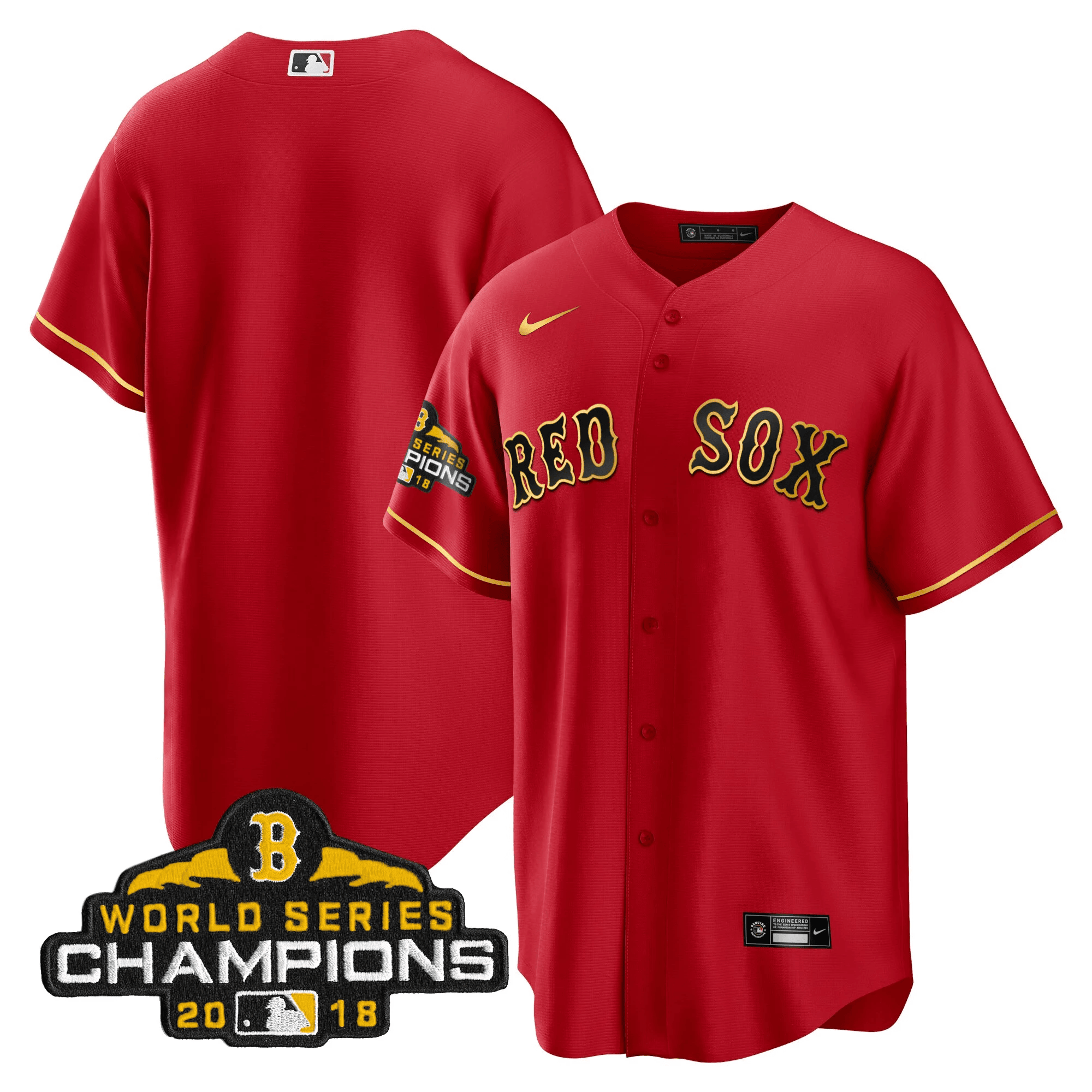 Men Boston World Series Champion 2018 Gold Jersey