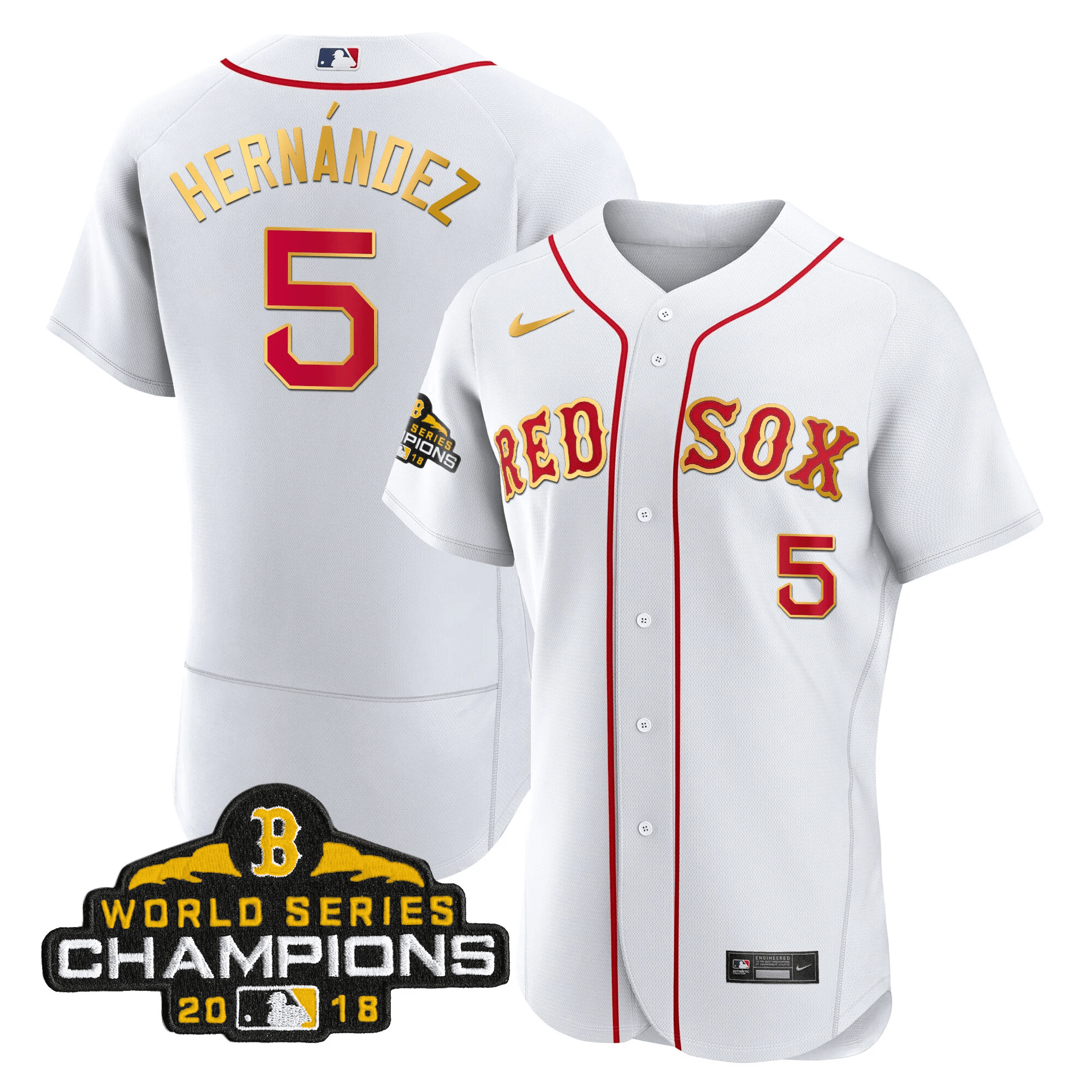 Men Boston World Series Champion 2018 Gold Jersey