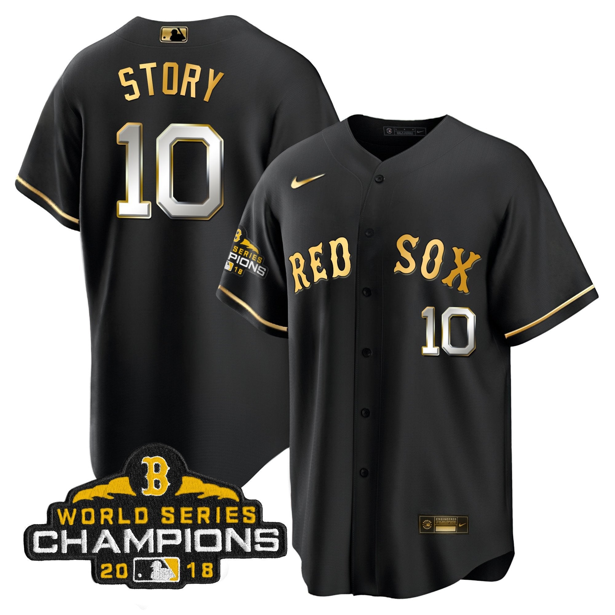 Men Boston World Series Champion 2018 Gold Jersey