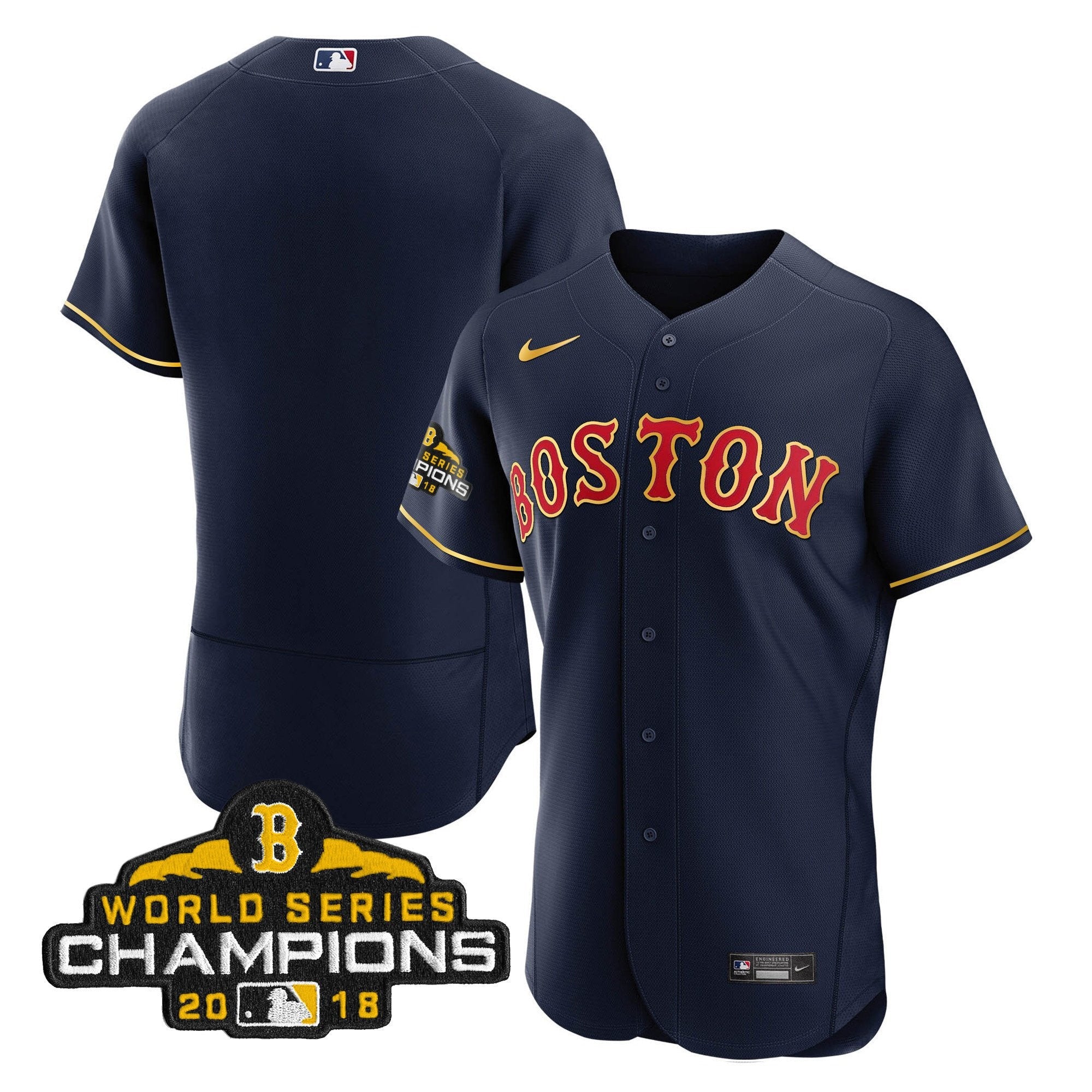 Men Boston World Series Champion 2018 Gold Jersey