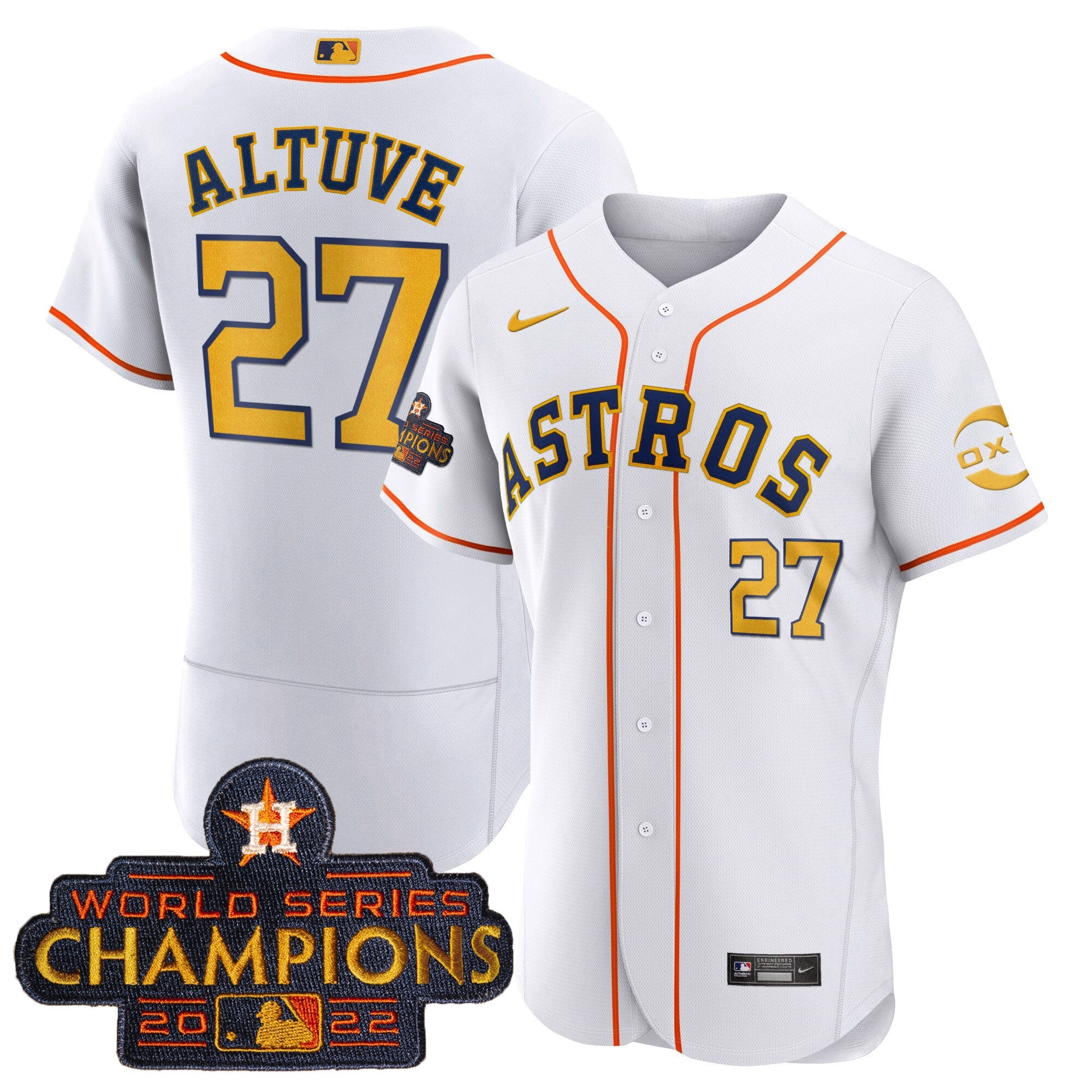 Jose Altuve Houston 2023 Gold Rush Oxy Jersey