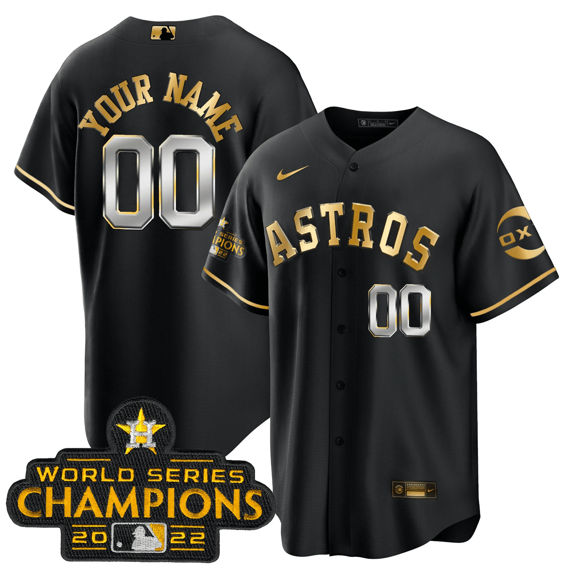 Houston 2022 Champions Gold Rush Custom Jersey
