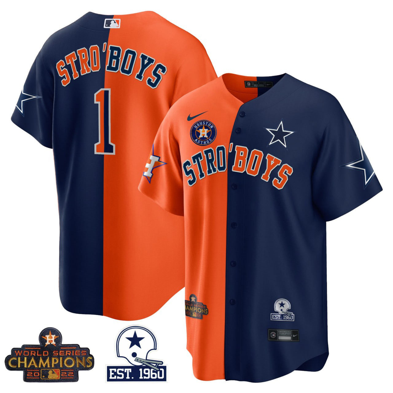 Houston Dallas Cowboys Split Baseball Jersey
