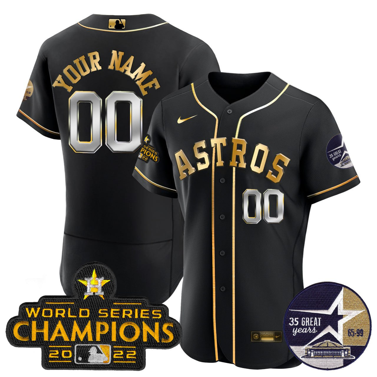 Houston 2022 Champions 35 Year Anniversary Astrodome Patch Jersey