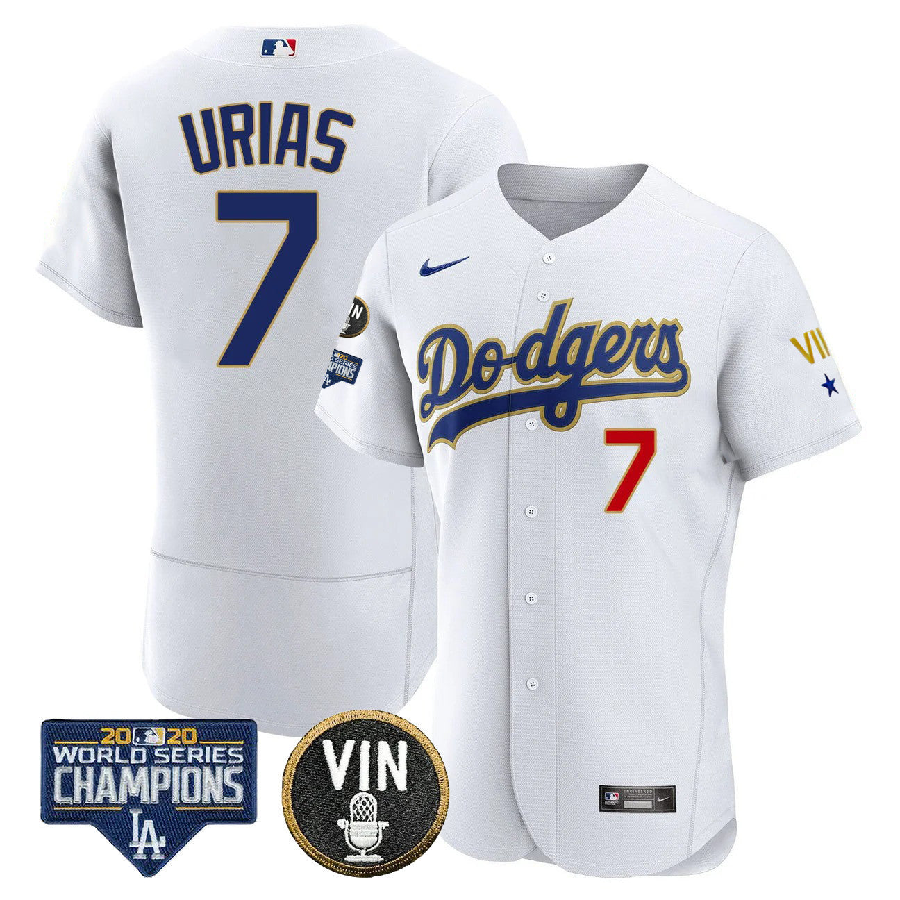Julio Urías Los Angeles White Gold Trim Jersey