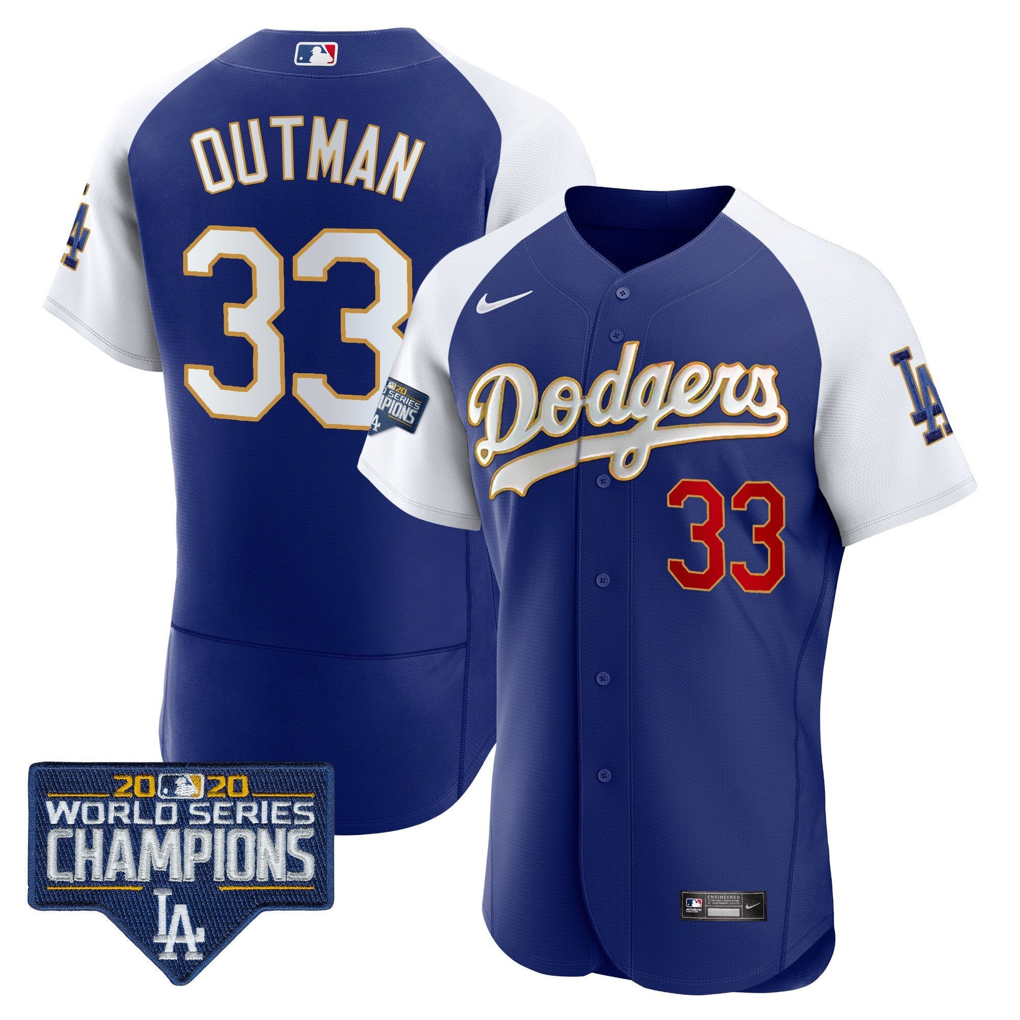 Men’s World Series Champions Patch Flex Base Gold Trim Jersey