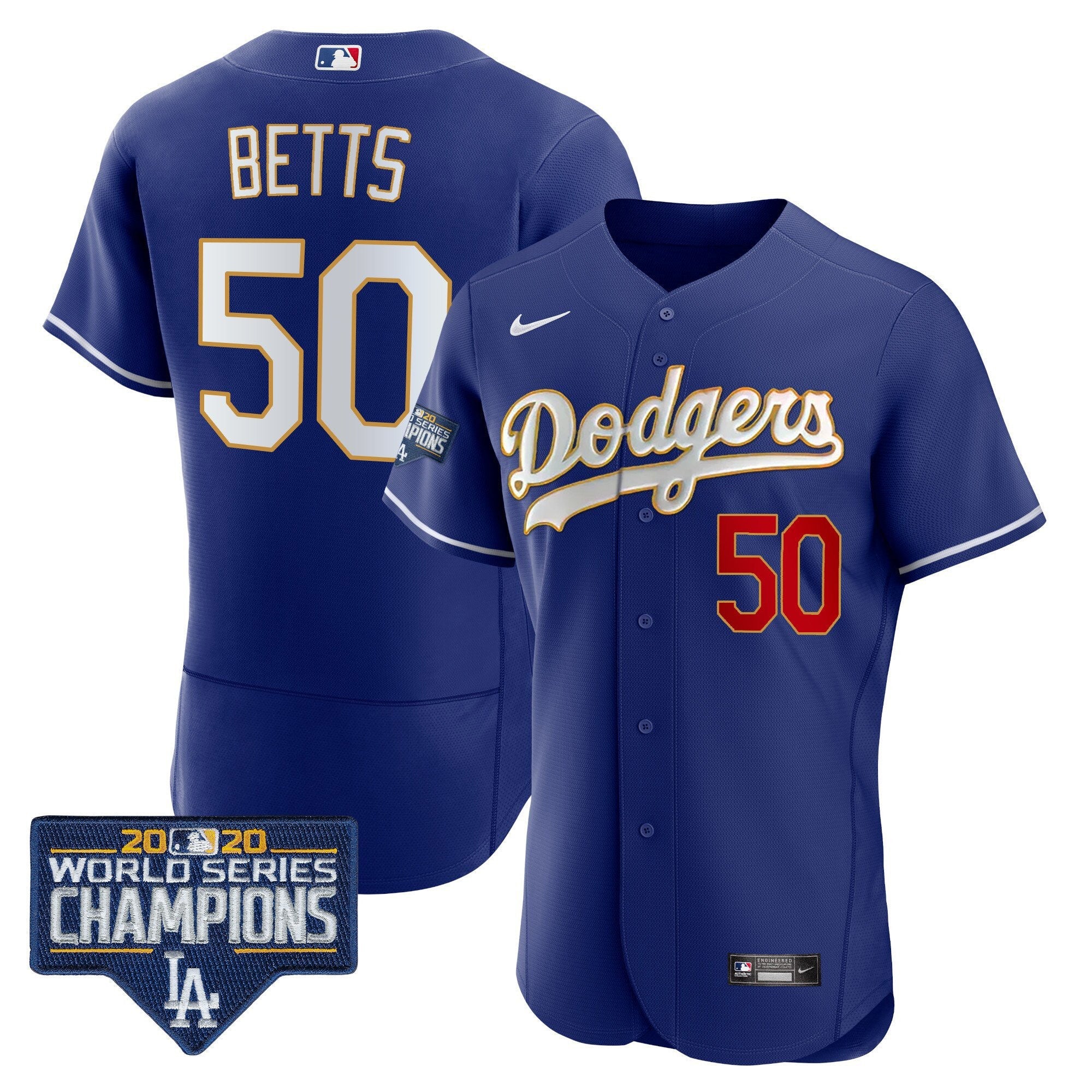 Men’s World Series Champions Patch Flex Base Gold Trim Jersey
