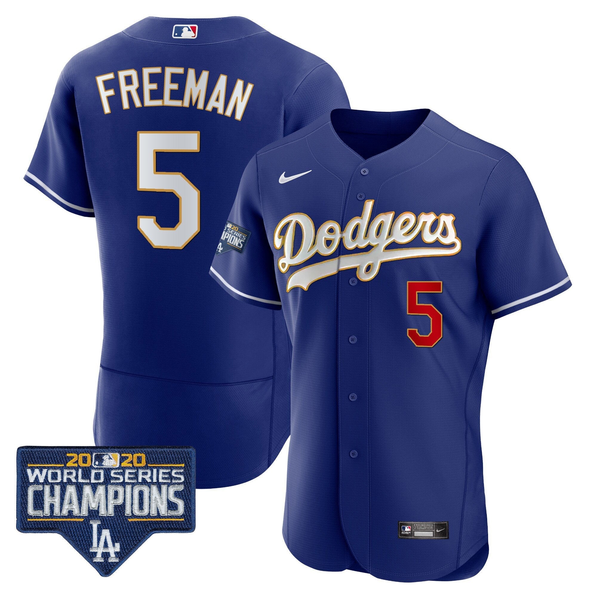 Men’s World Series Champions Patch Flex Base Gold Trim Jersey