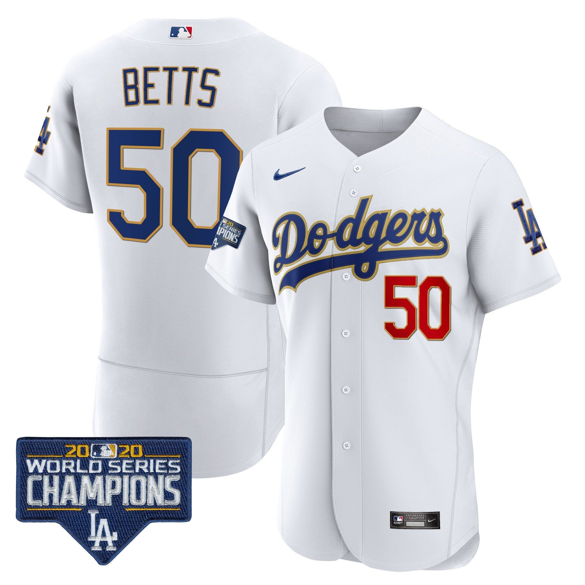 Men’s World Series Champions Patch Flex Base Gold Trim Jersey
