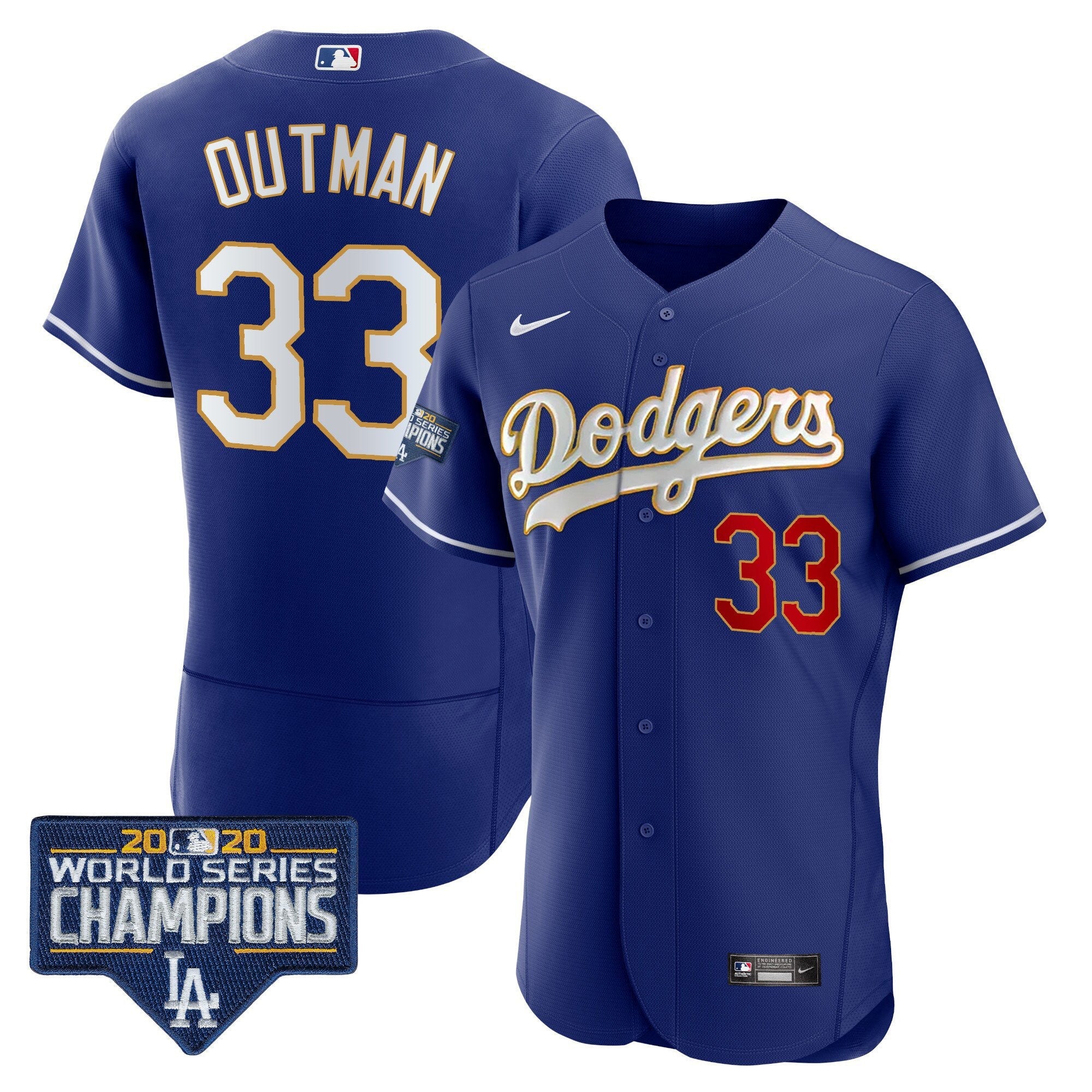Men’s World Series Champions Patch Flex Base Gold Trim Jersey