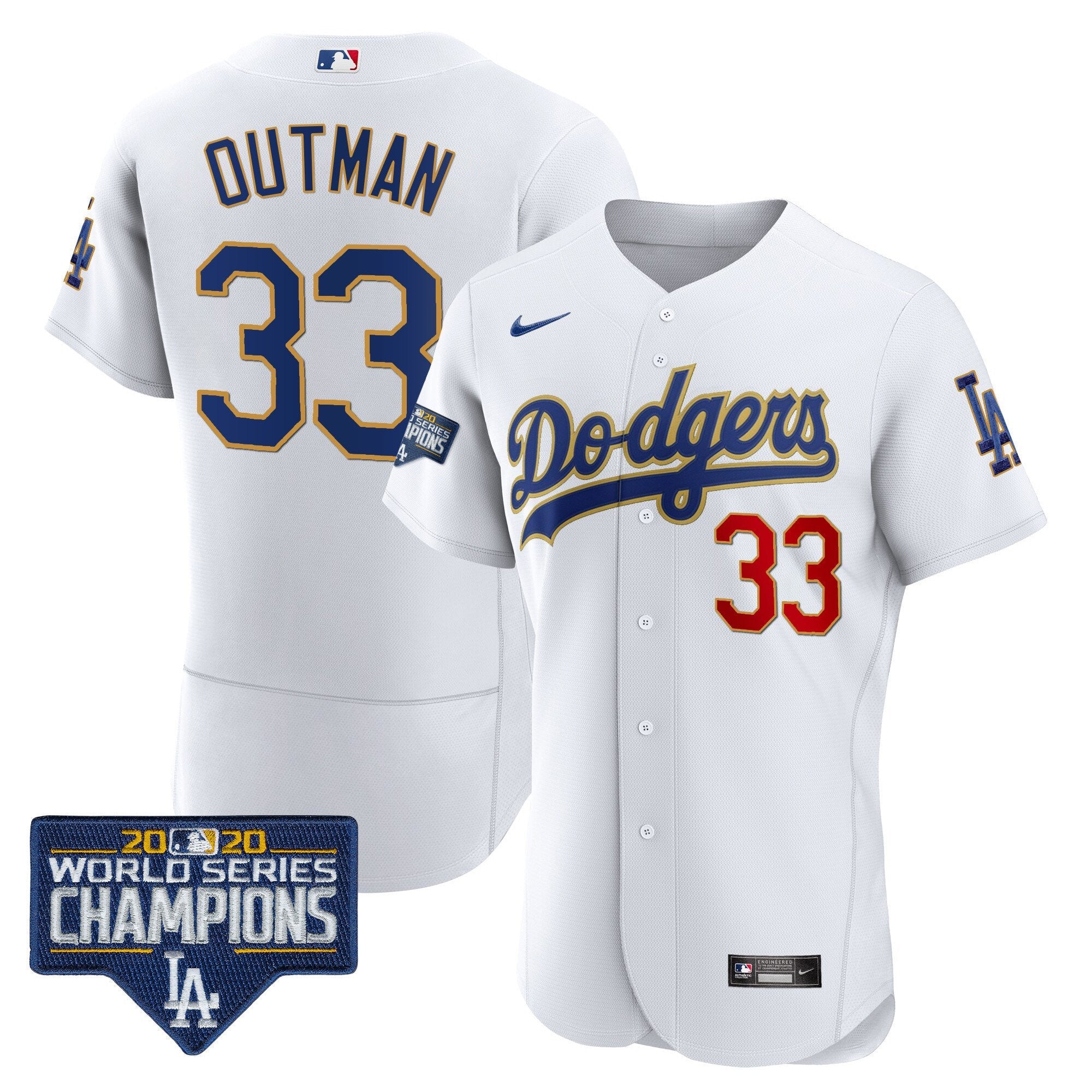 Men’s World Series Champions Patch Flex Base Gold Trim Jersey