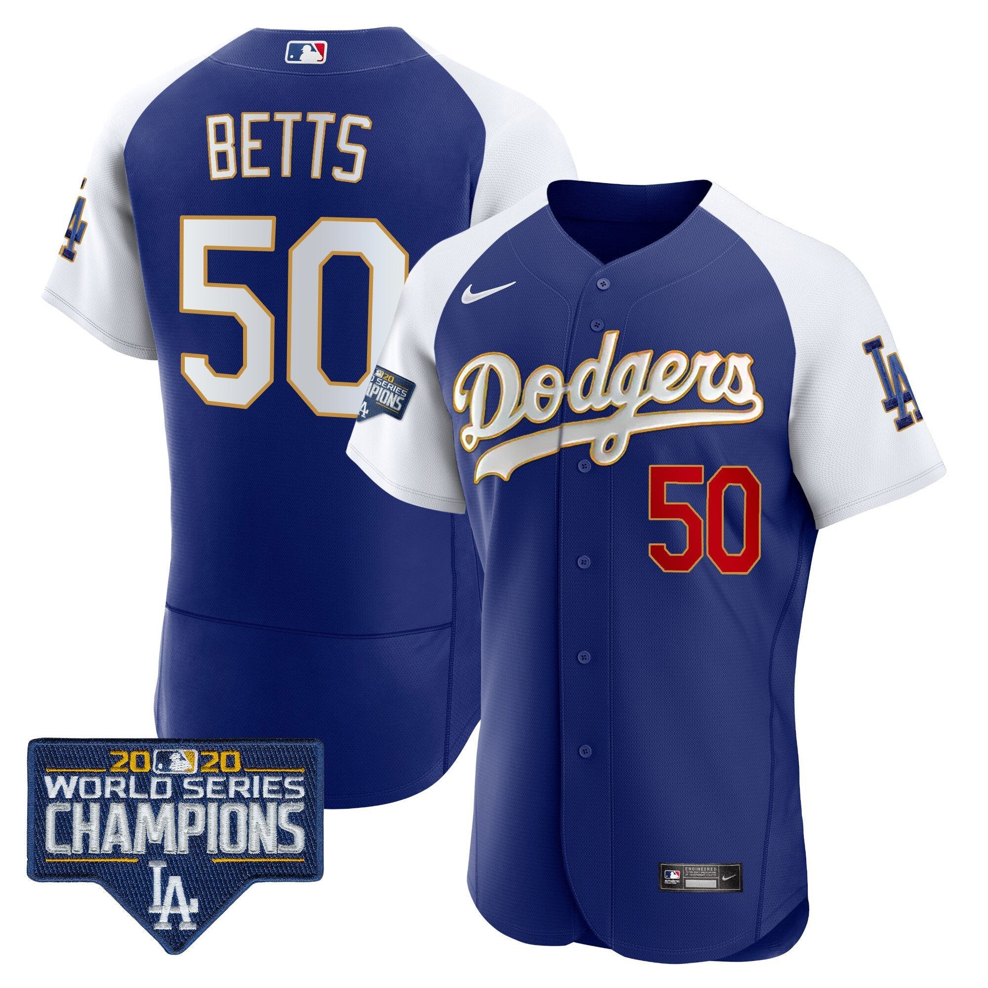 Men’s World Series Champions Patch Flex Base Gold Trim Jersey