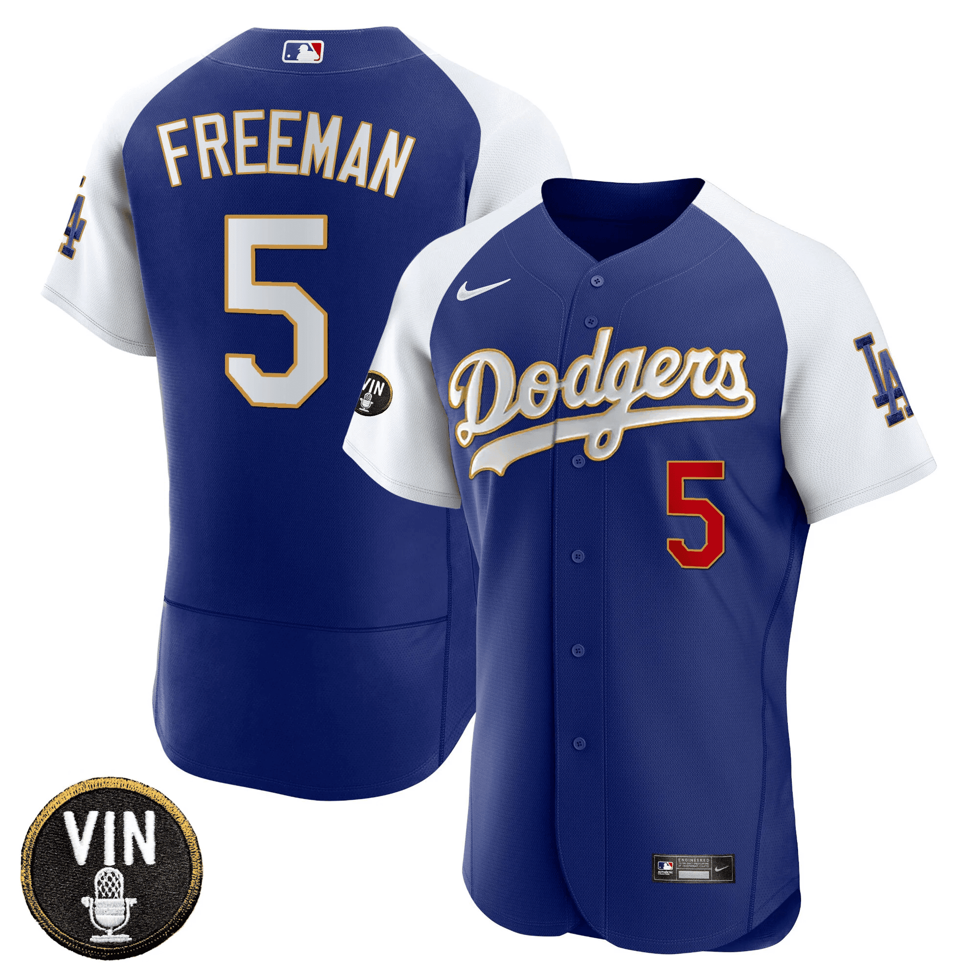 Men’s Vin Scully Patch Flex Base Gold Trim Jersey V2