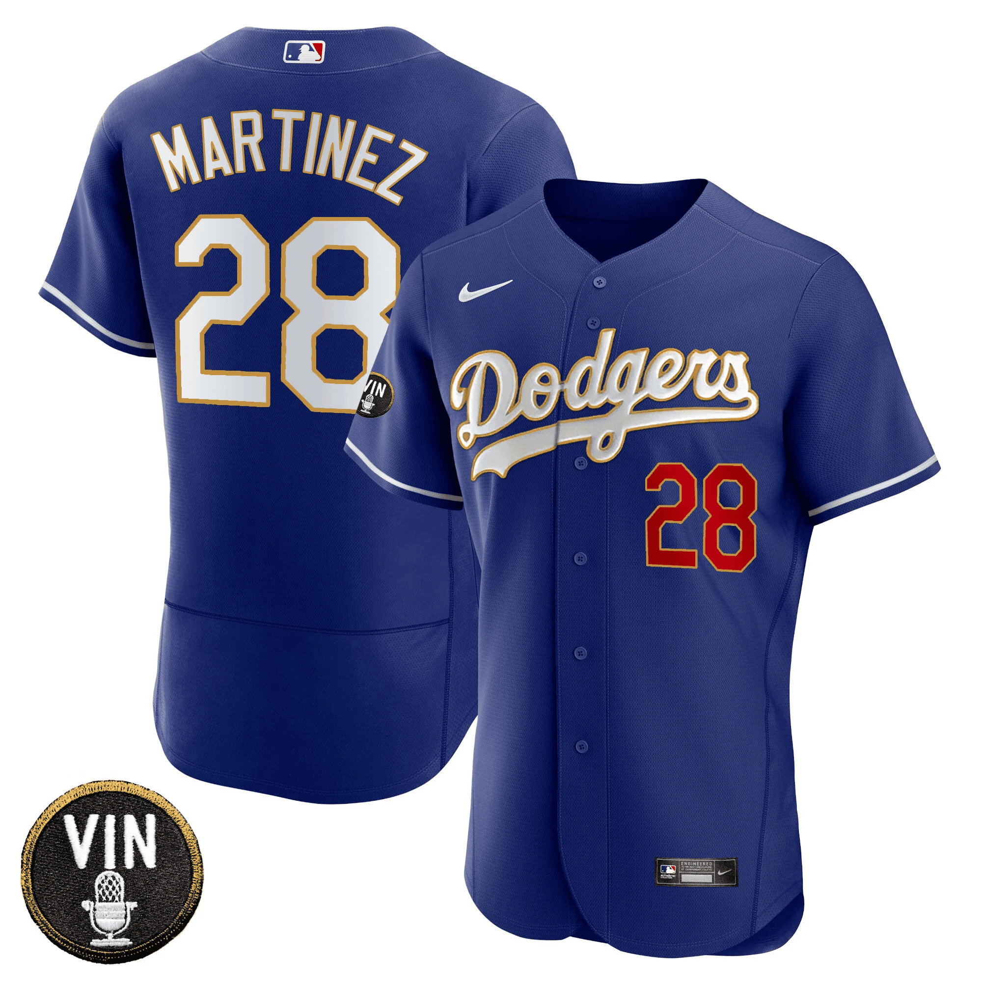 Men’s Vin Scully Patch Flex Base Gold Trim Jersey