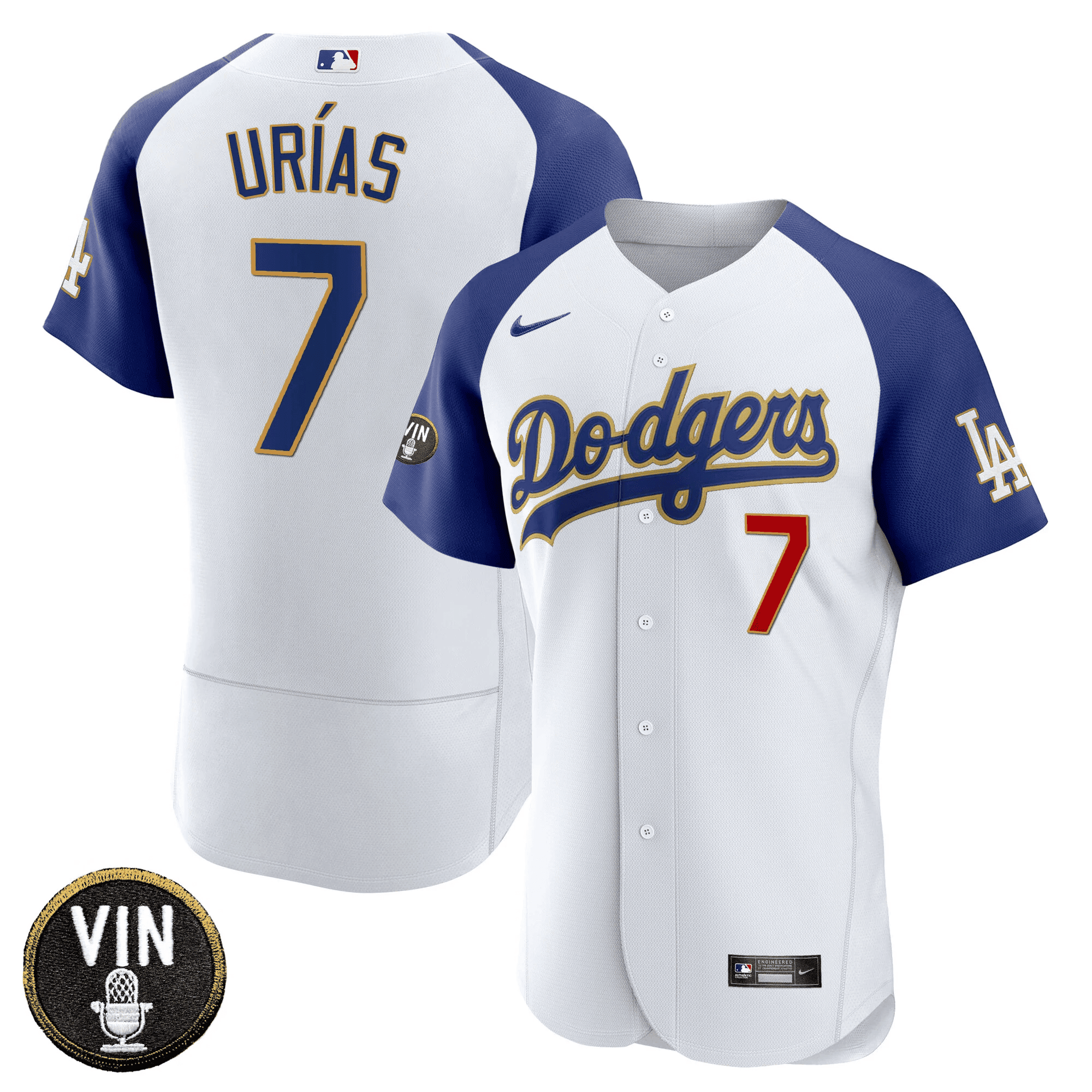 Men’s Vin Scully Patch Flex Base Gold Trim Jersey V2