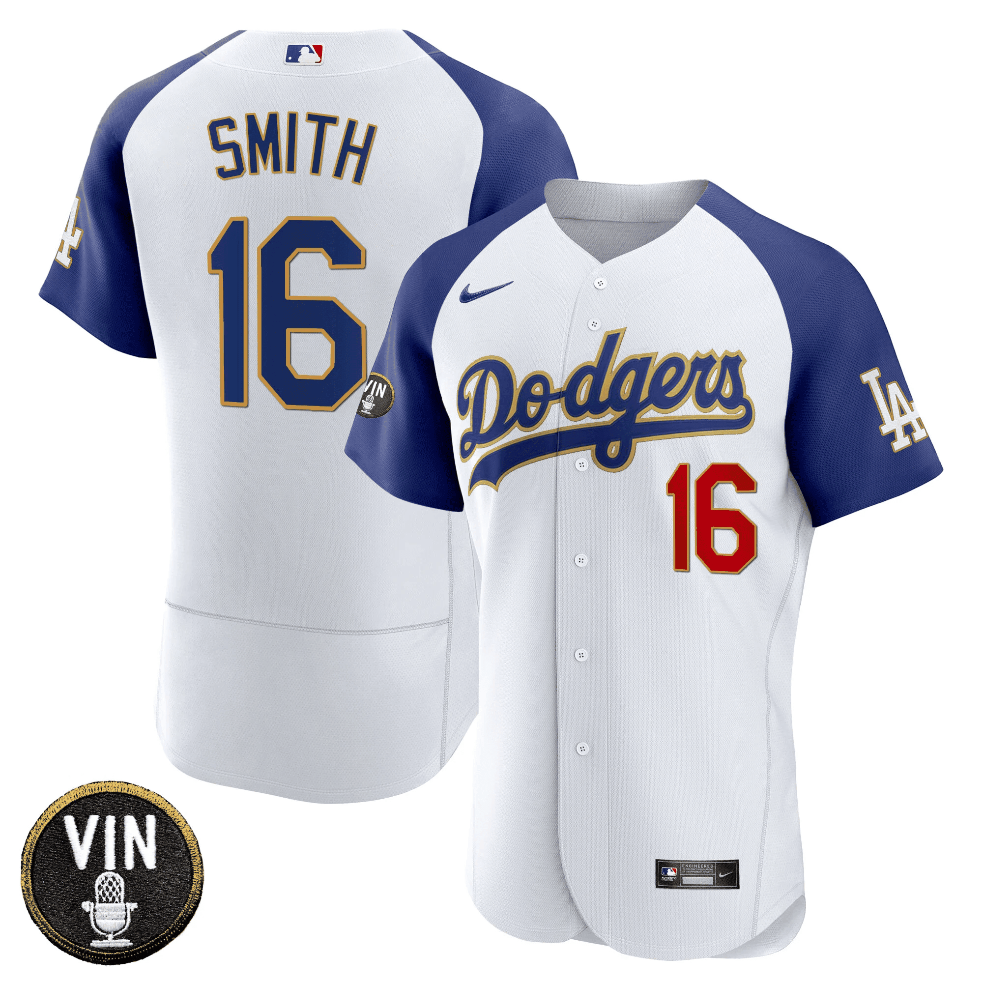 Men’s Vin Scully Patch Flex Base Gold Trim Jersey V2