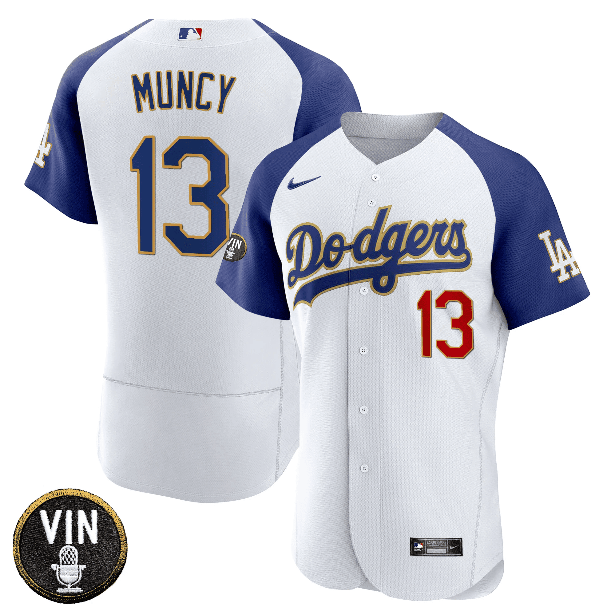 Men’s Vin Scully Patch Flex Base Gold Trim Jersey V2