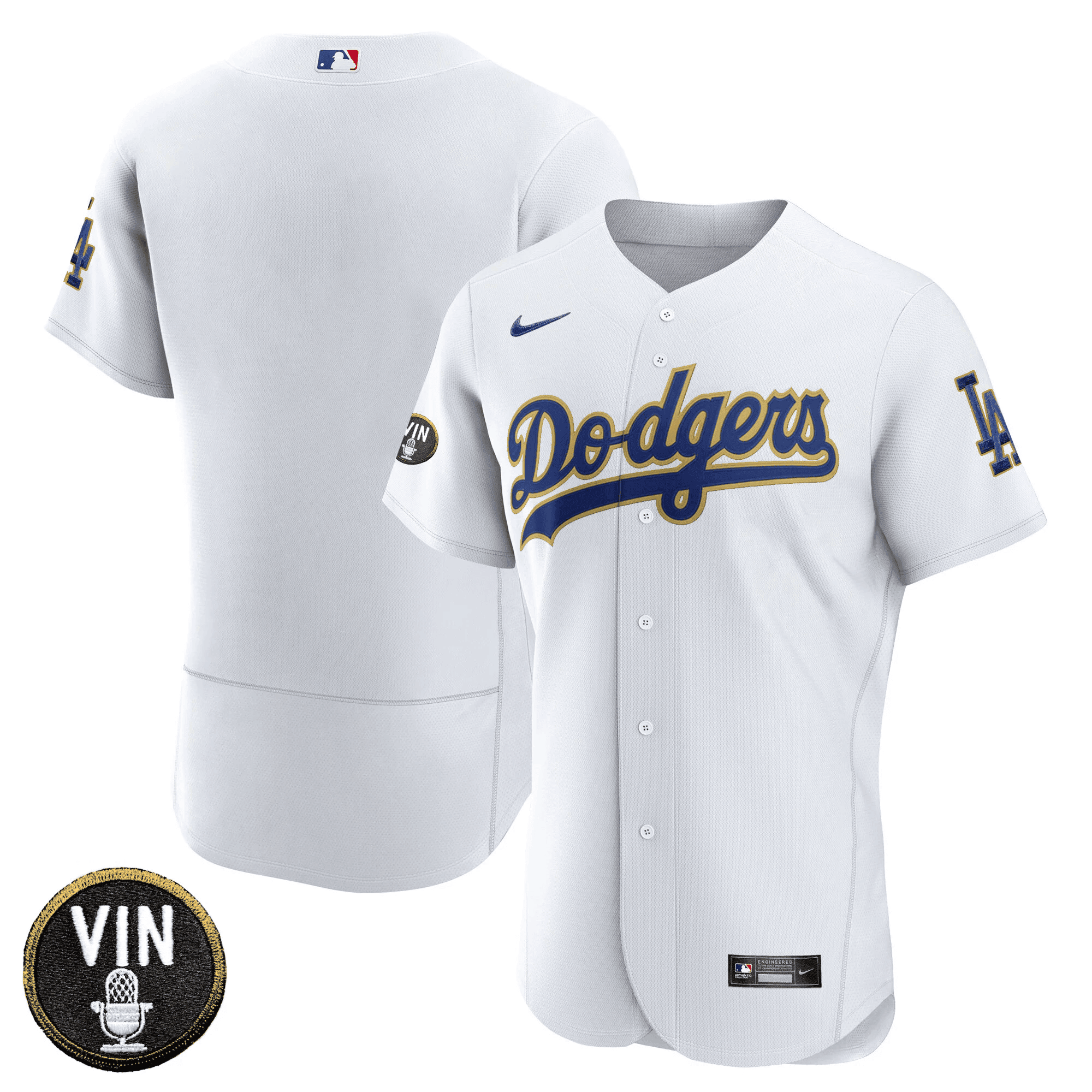 Men’s Vin Scully Patch Flex Base Gold Trim Jersey V2