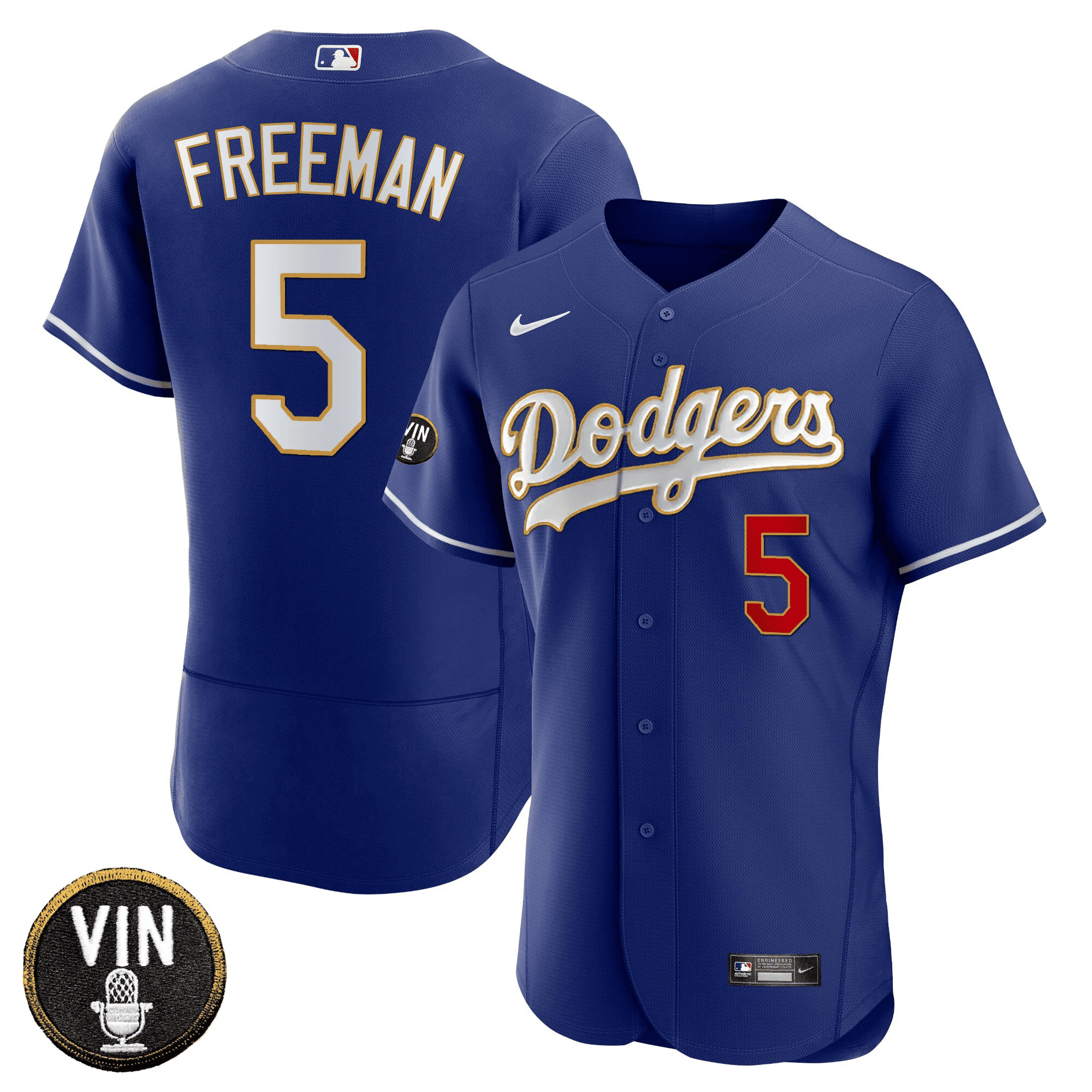 Men’s Vin Scully Patch Flex Base Gold Trim Jersey V2
