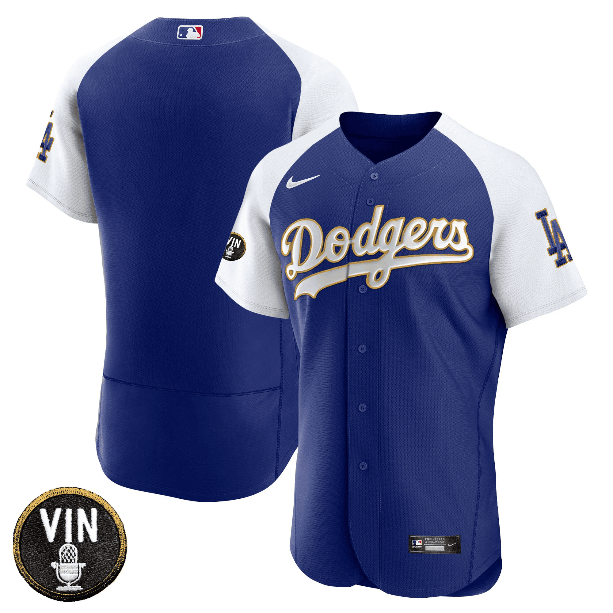Men’s Vin Scully Patch Flex Base Gold Trim Jersey V2