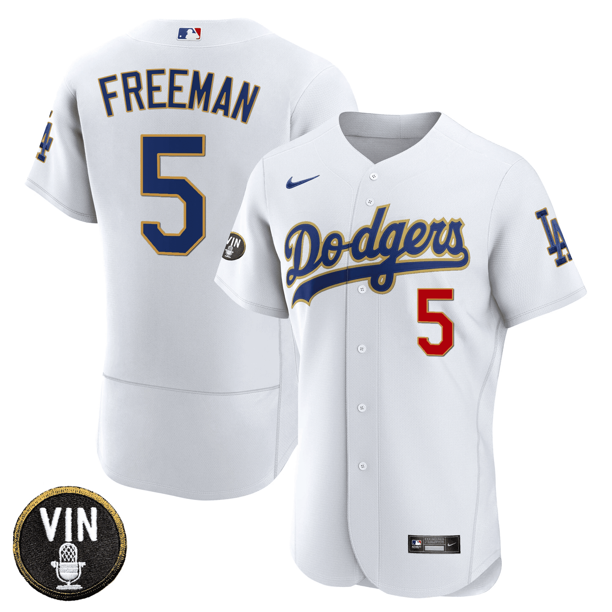 Men’s Vin Scully Patch Flex Base Gold Trim Jersey V2