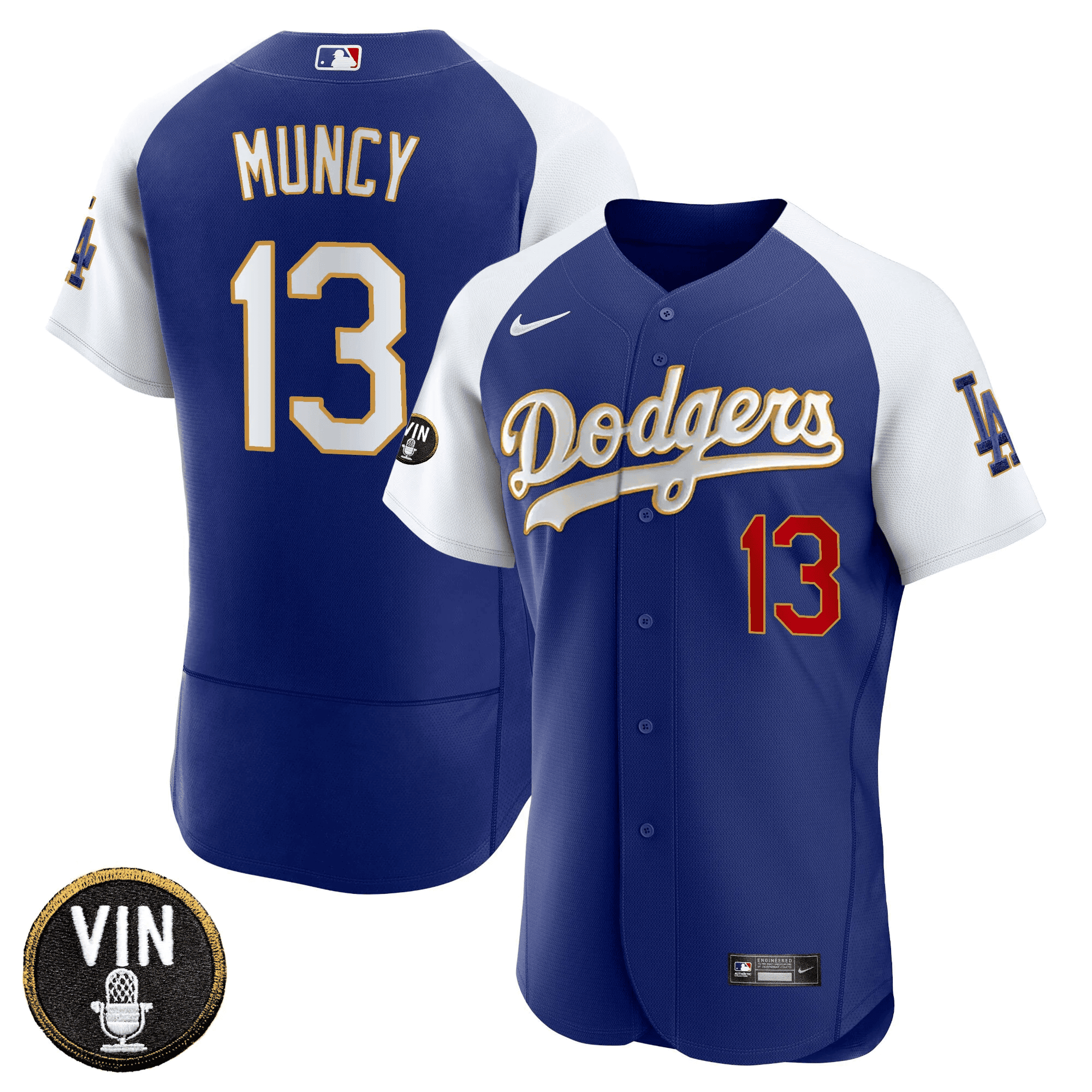 Men’s Vin Scully Patch Flex Base Gold Trim Jersey V2