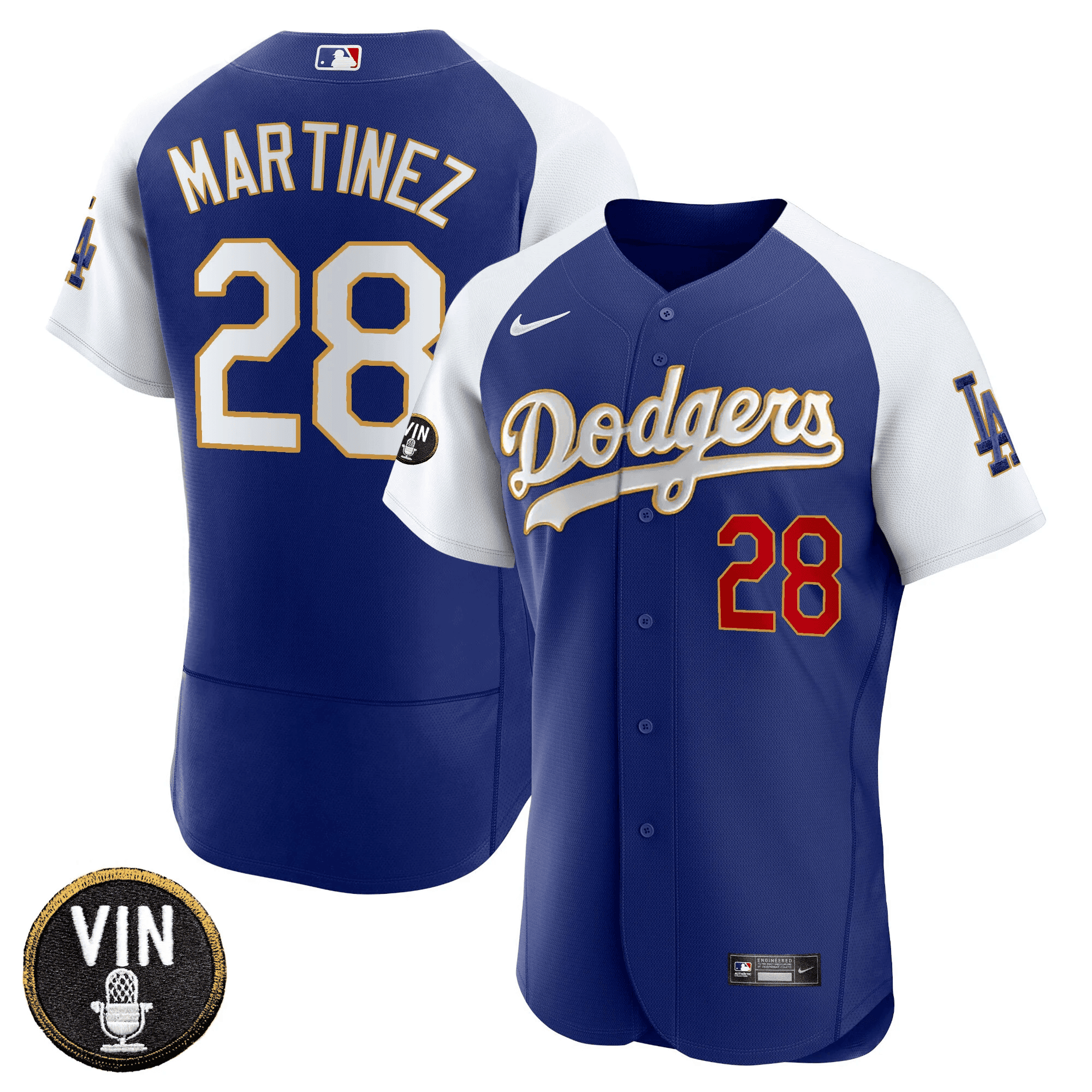 Men’s Vin Scully Patch Flex Base Gold Trim Jersey V2