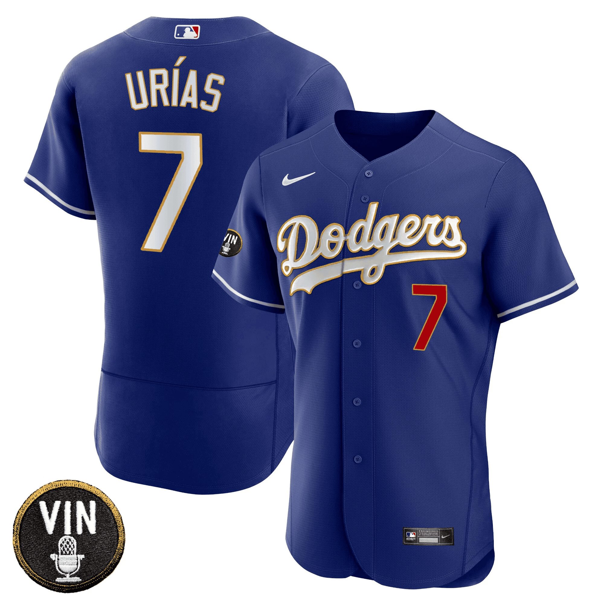 Men’s Vin Scully Patch Flex Base Gold Trim Jersey V2