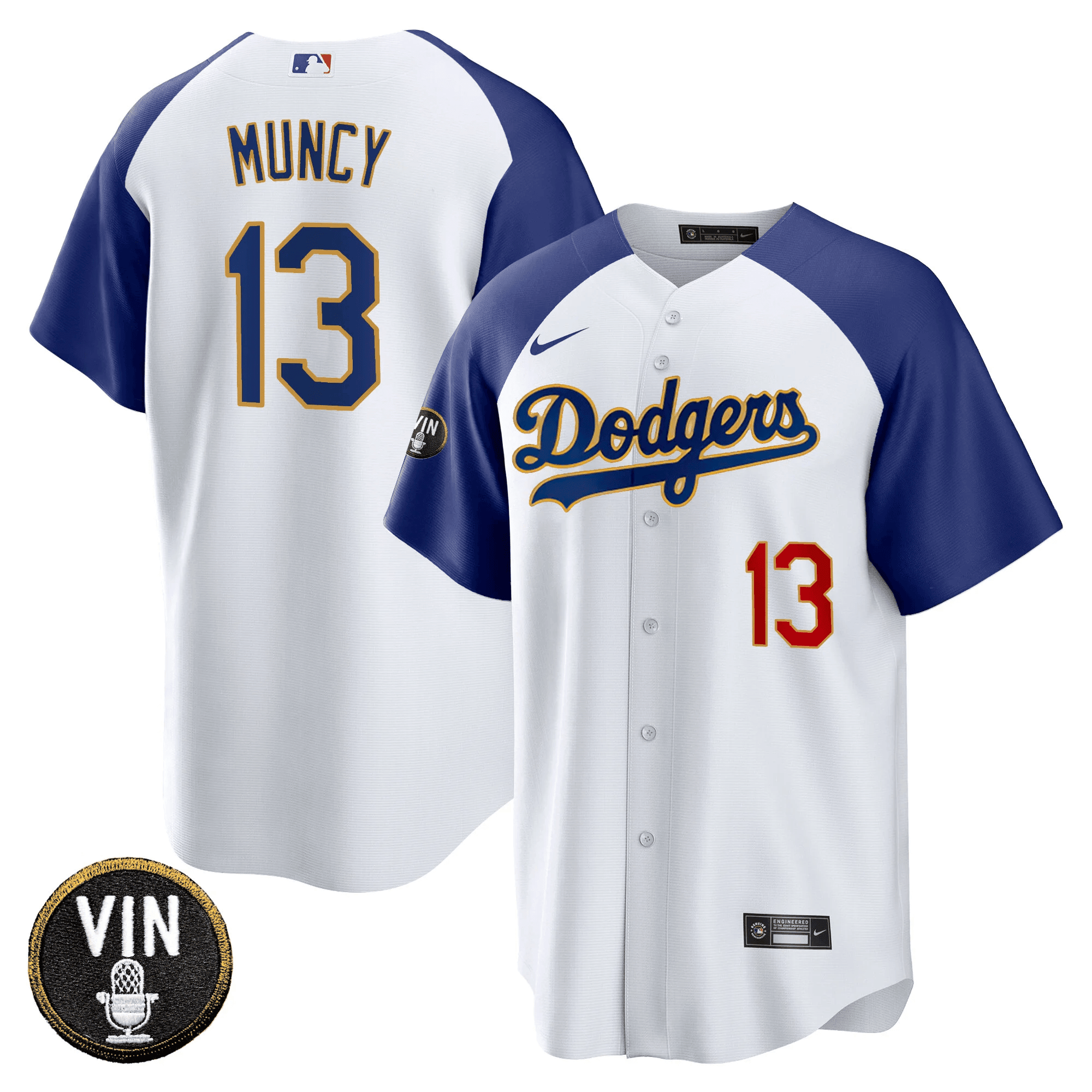 Men’s Vin Scully Patch Cool Base Gold Trim Jersey