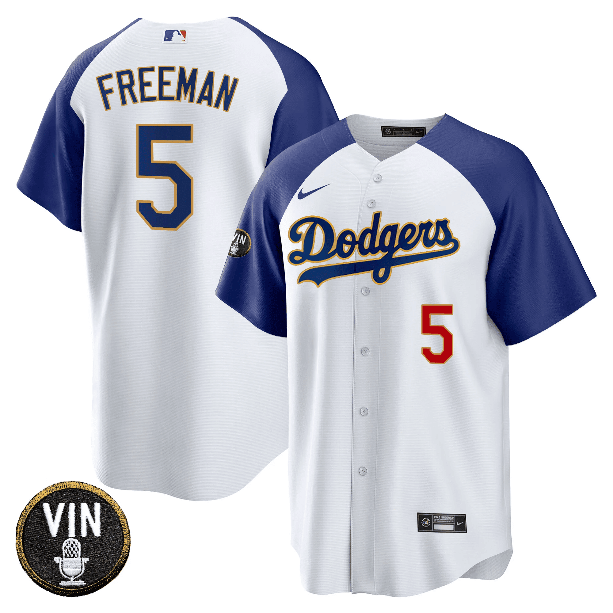 Men’s Vin Scully Patch Cool Base Gold Trim Jersey